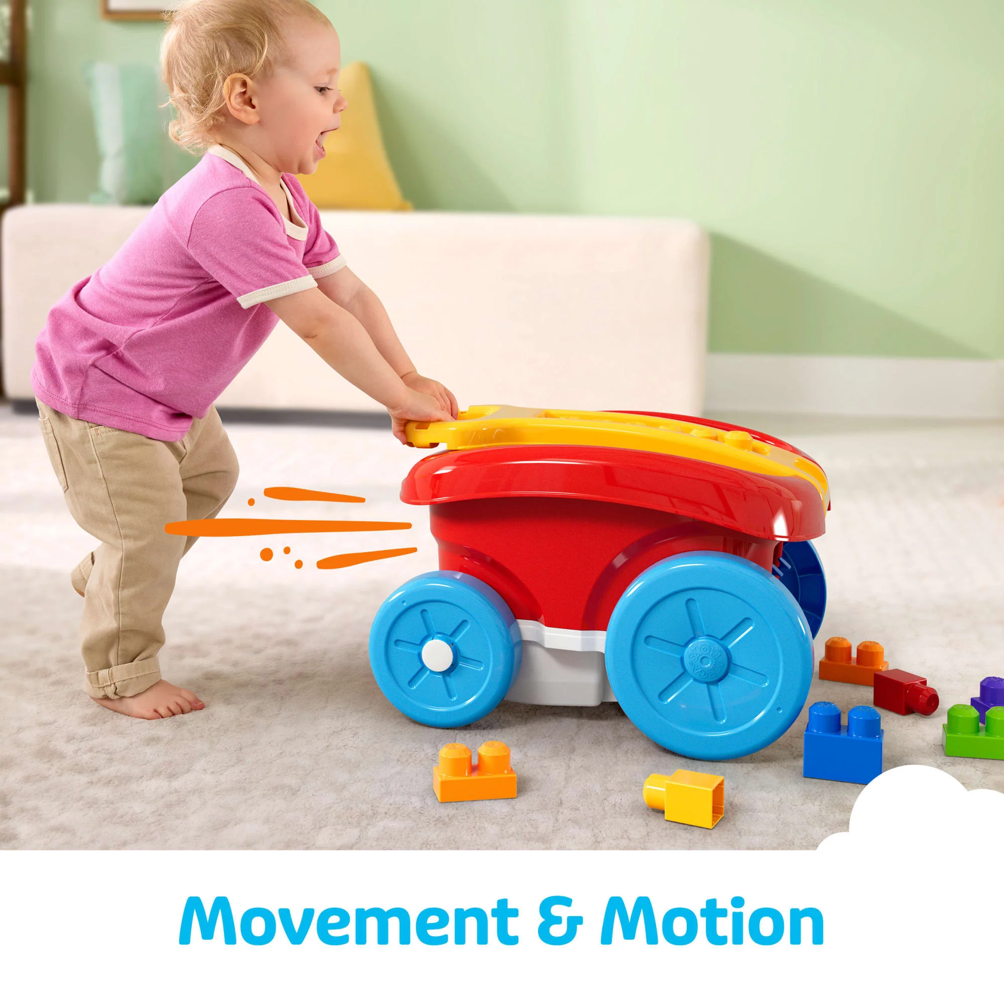 MEGA Bloks First Builders Block Scooping Wagon With Storage (20 Pieces) For Toddlers - Image 3