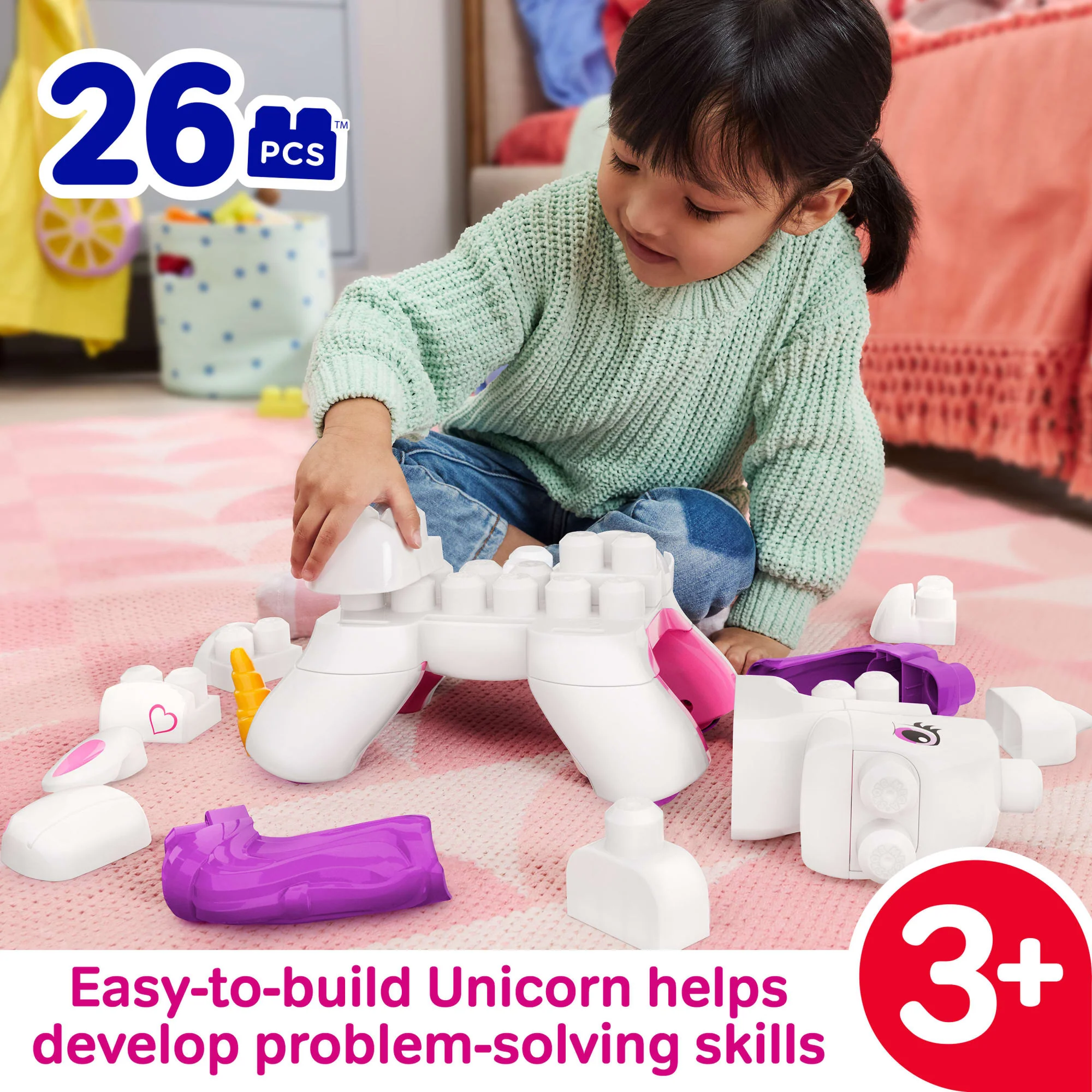 MEGA BLOKS Build & Enchant Unicorn Block Toy (26 Pieces) For Kids - Image 2