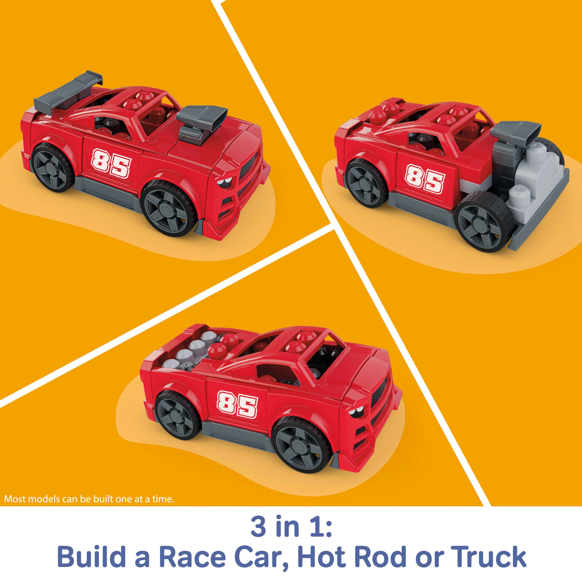 MEGA BLOKS Build & Go Race Car Block Toy With Rolling Wheels (26 Pieces) For Kids - Image 3