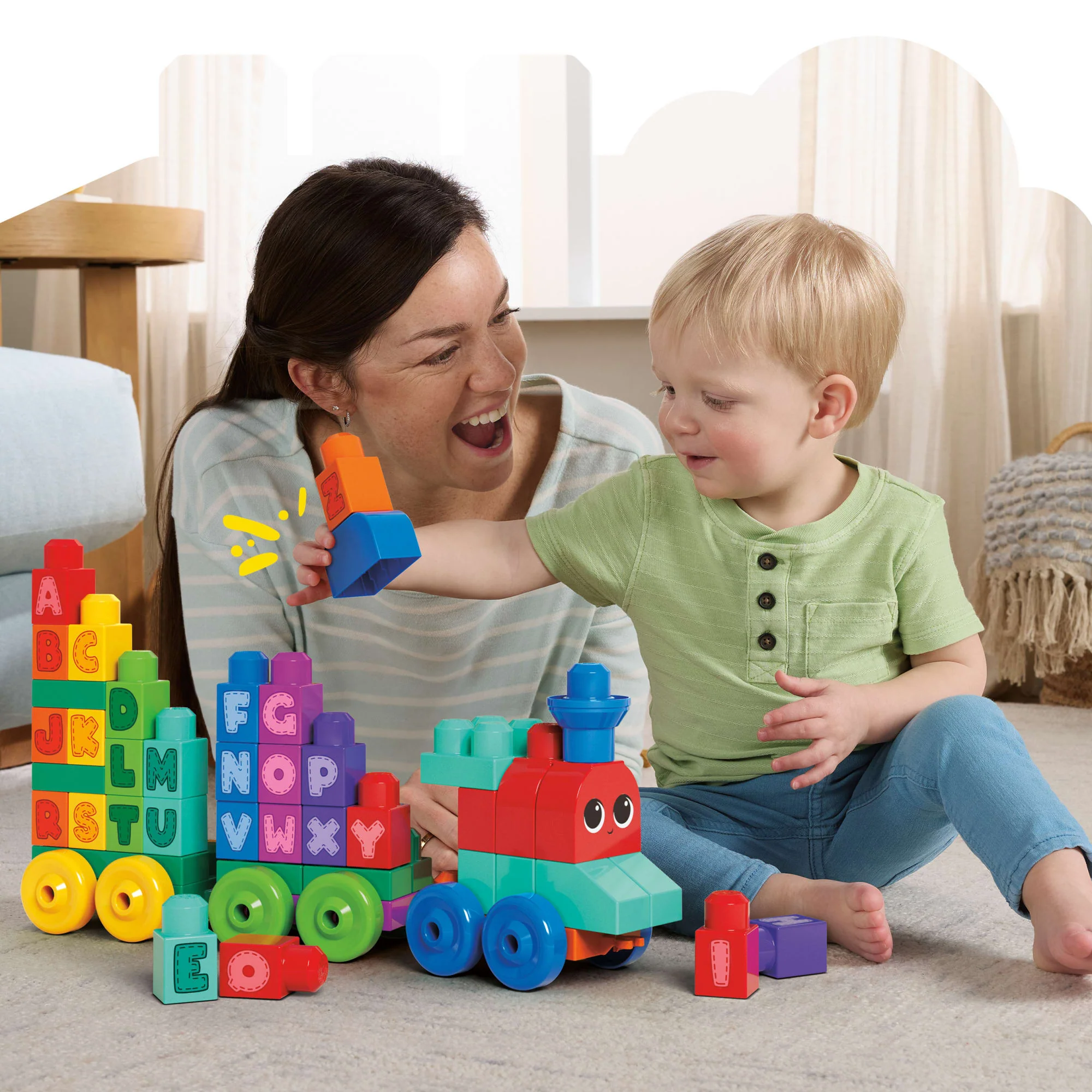 MEGA BLOKS ABC Learning Train Fisher Price Building Toy Blocks (60 Pieces) For Toddler - Image 5