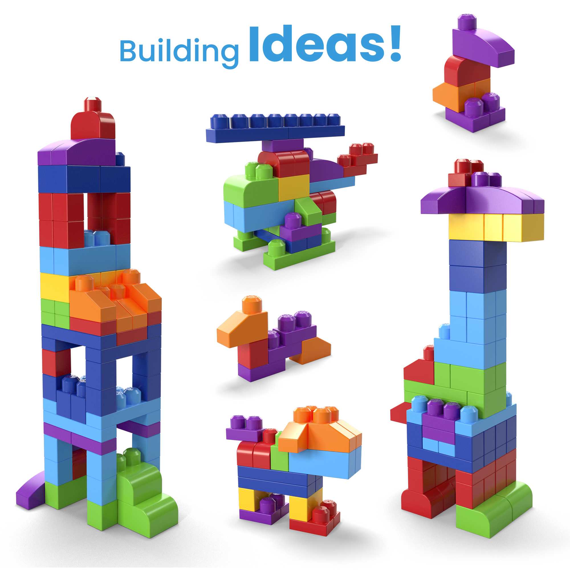 MEGA Bloks Fisher-Price Toy Blocks Blue Big Building Bag With Storage (80 Pieces) For Toddler - Image 5