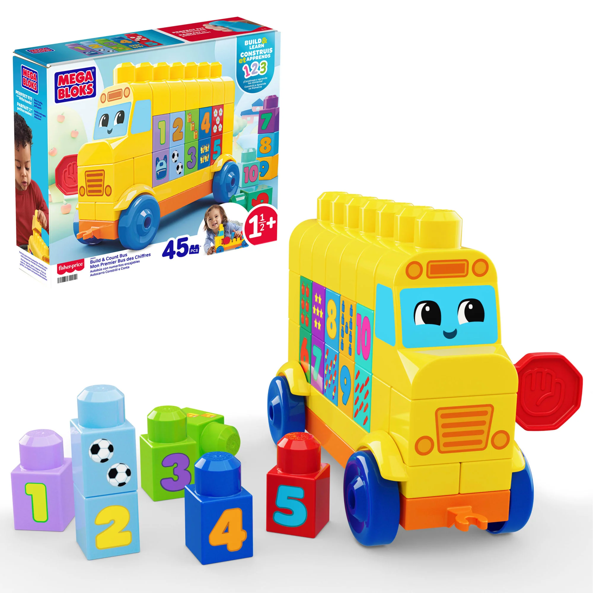 Mega Bloks Jogo de Construção Mega Bloks Ônibus dos Números Monte e Conte
