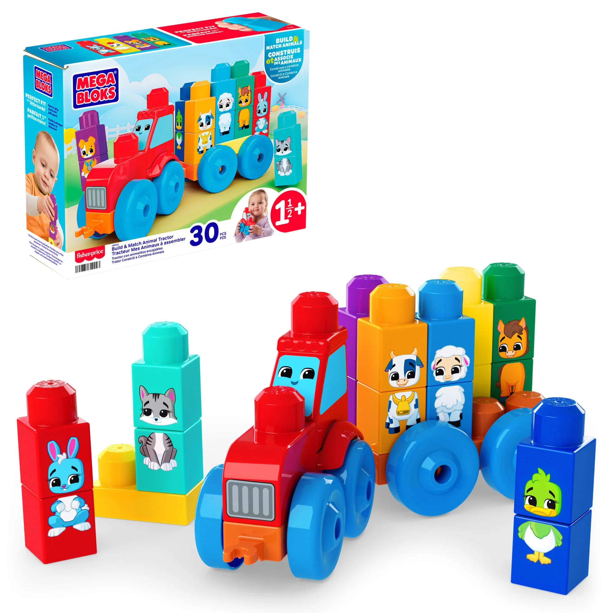 MEGA BLOKS Juguete de Construcción Tractor Animalitos Arma y Combina