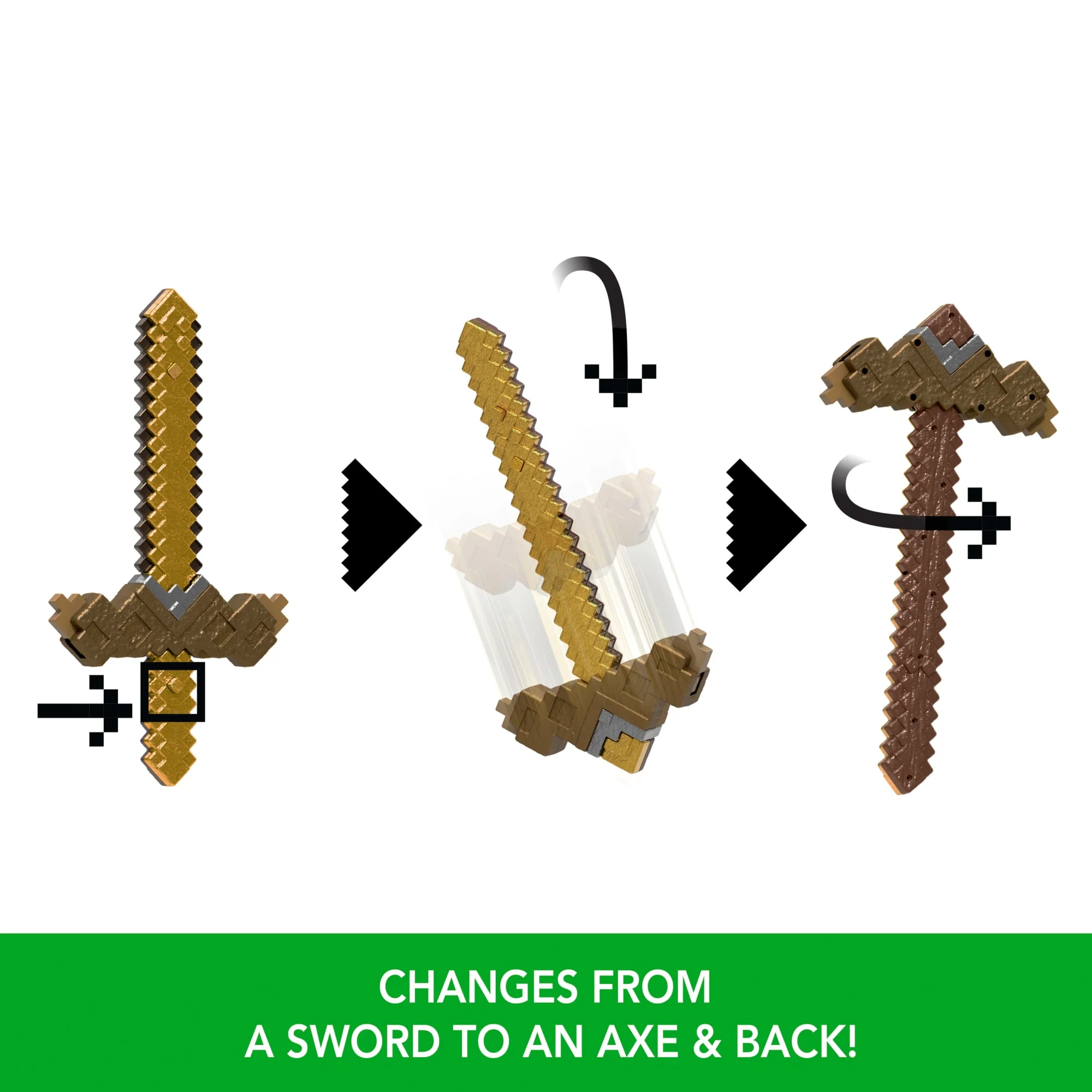 Minecraft Click & Switch Sword & Pick-Axe, Transforming Kid-Sized 2-In-1 Toy For Role-Play & Costumes - Image 3