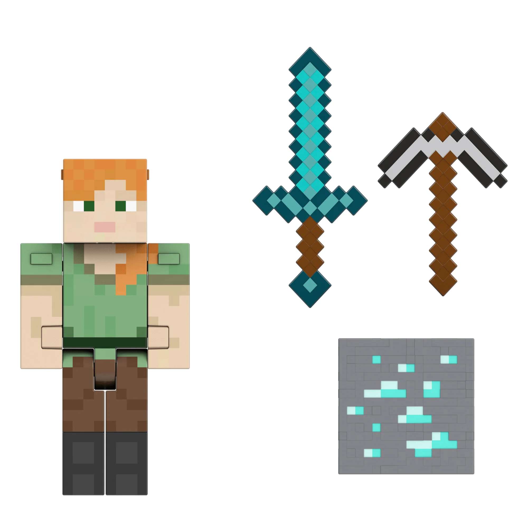 Minecraft Diamond Figura de Brinquedo Alex Exclusivo Colecionável de 5.5"