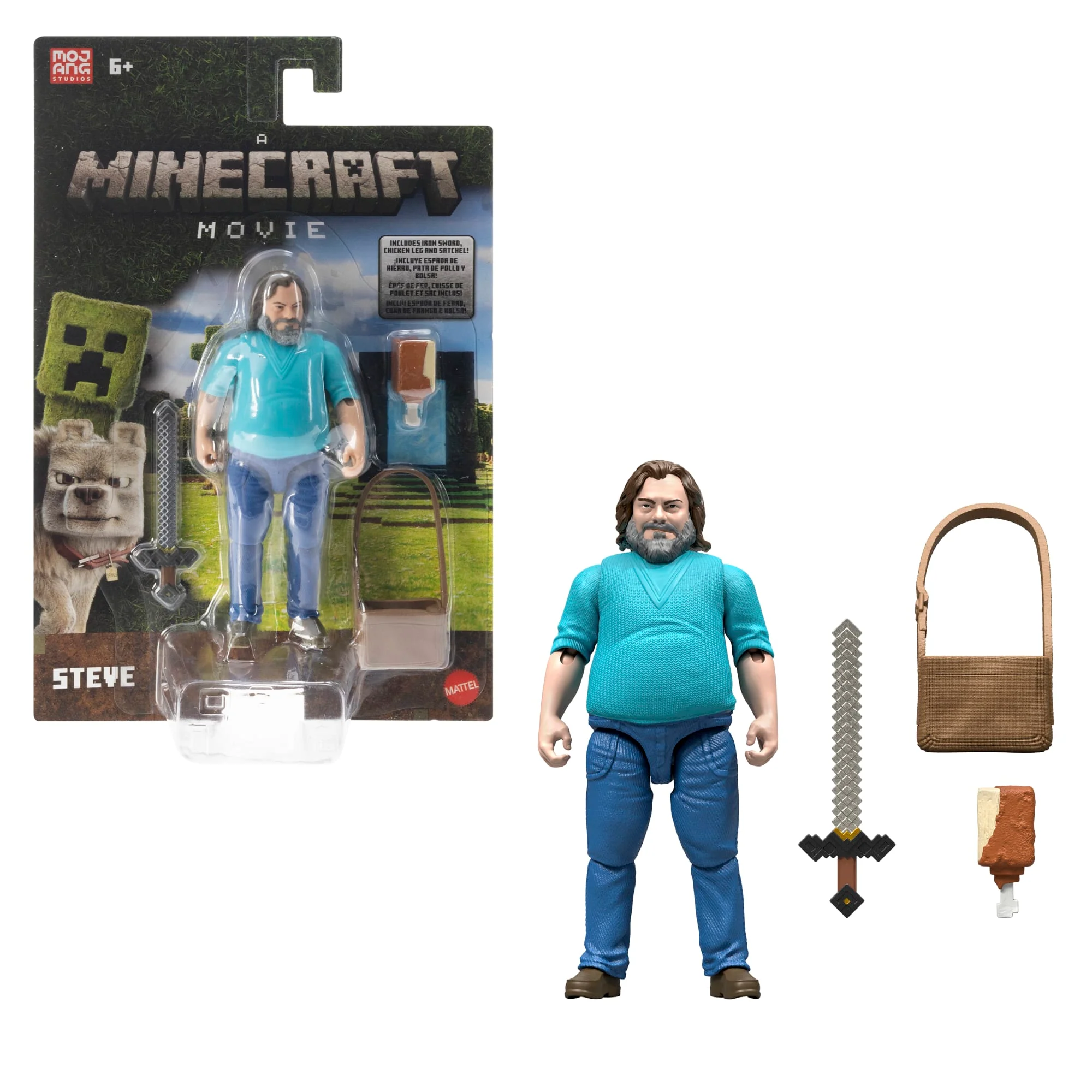 Minecraft-Figurine Articulée Steve-Taille de 10 Cm et Accessoires