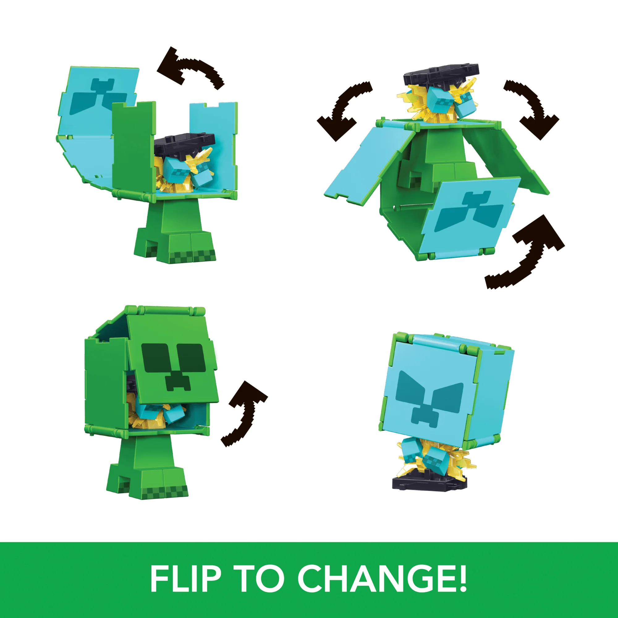 Minecraft Flippin’ Figs Figures Collection, 2-in-1 Fidget Play, 3.75-in Scale & Pixelated Design (Characters May Vary) - Image 4