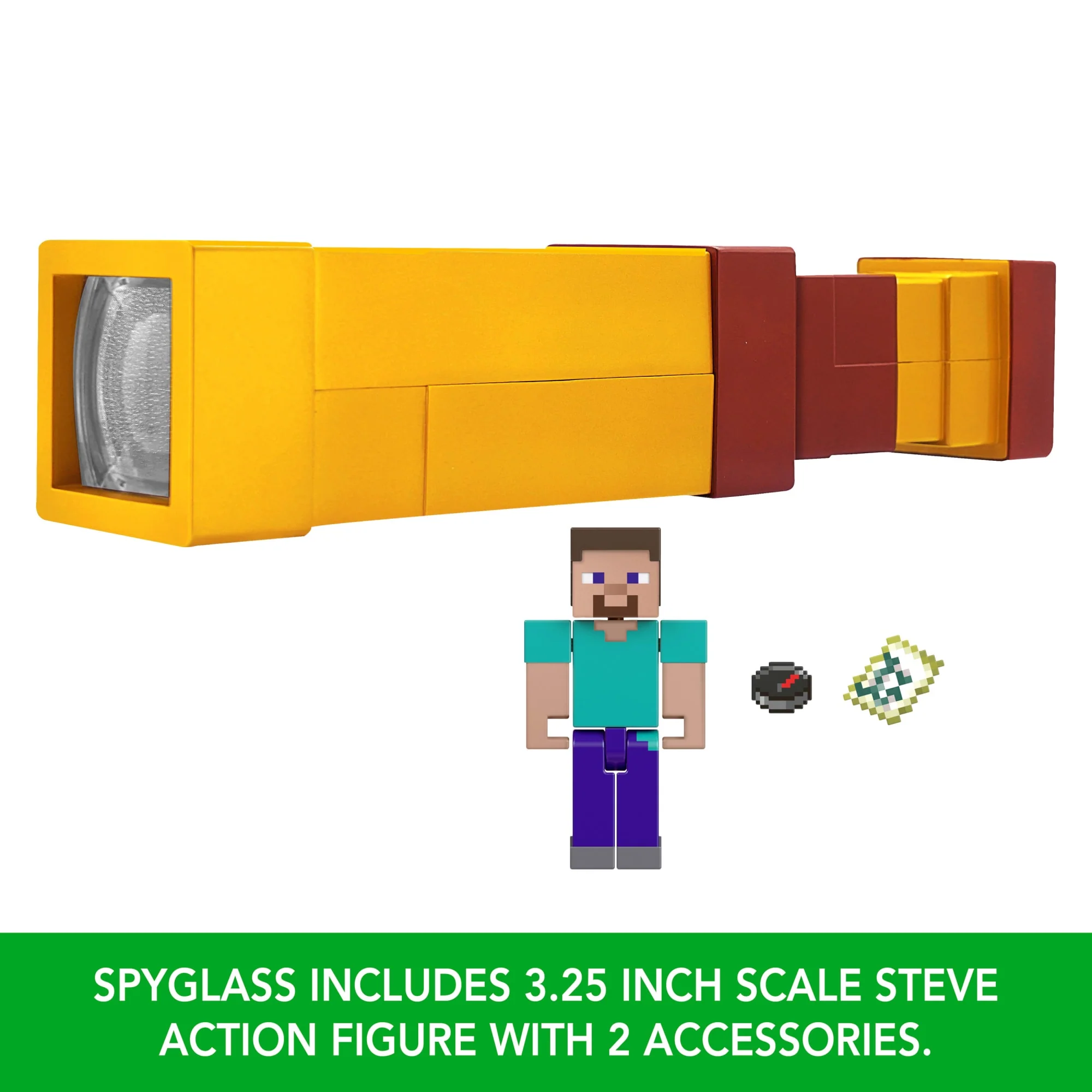 Minecraft Pixel Spyglass & Steve Action Figure Set, Kid-Sized Pixelated Role-Play Viewer - Image 5