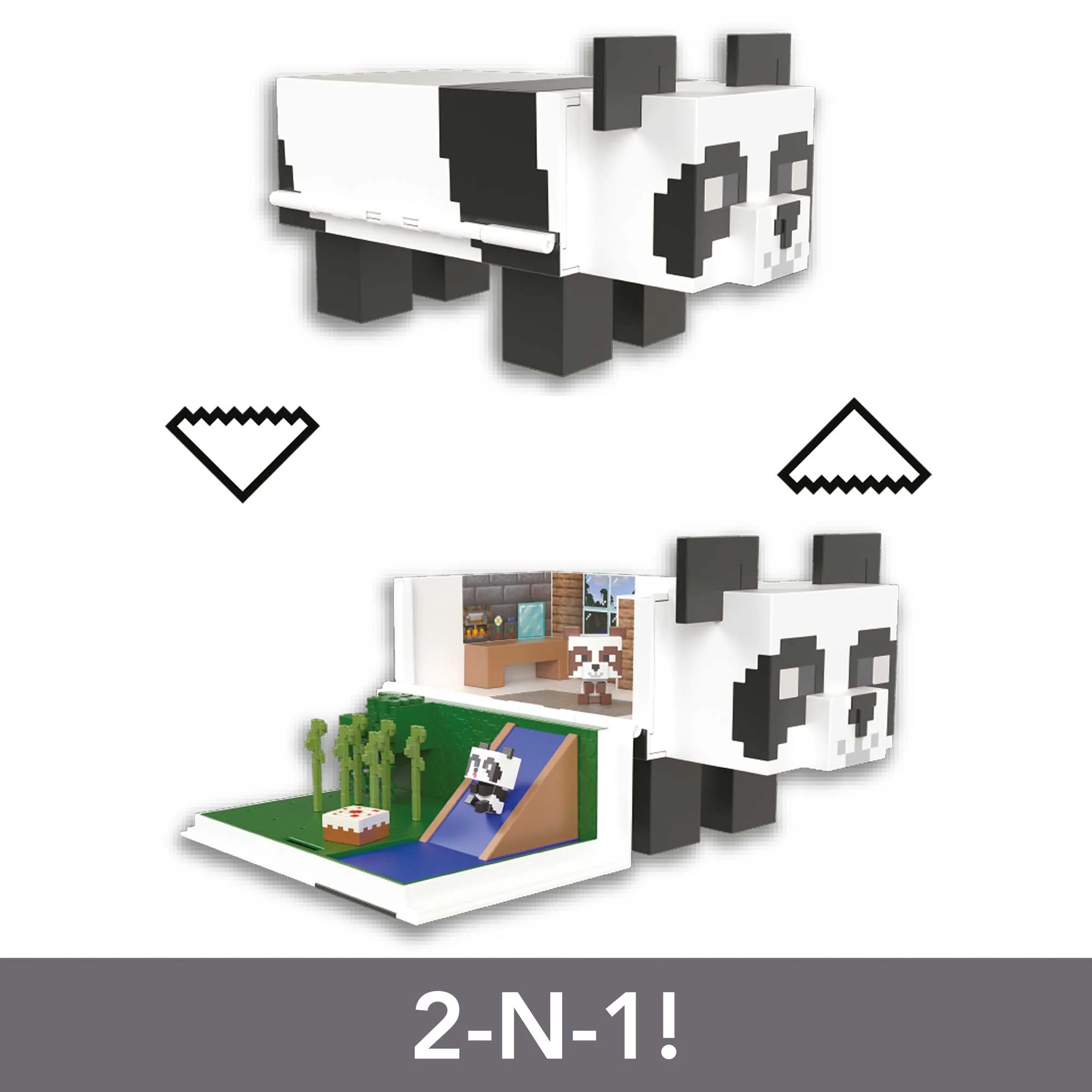 Minecraft Toys Panda Playhouse Playset Mob Head Minis, Kids Gifts - Image 3