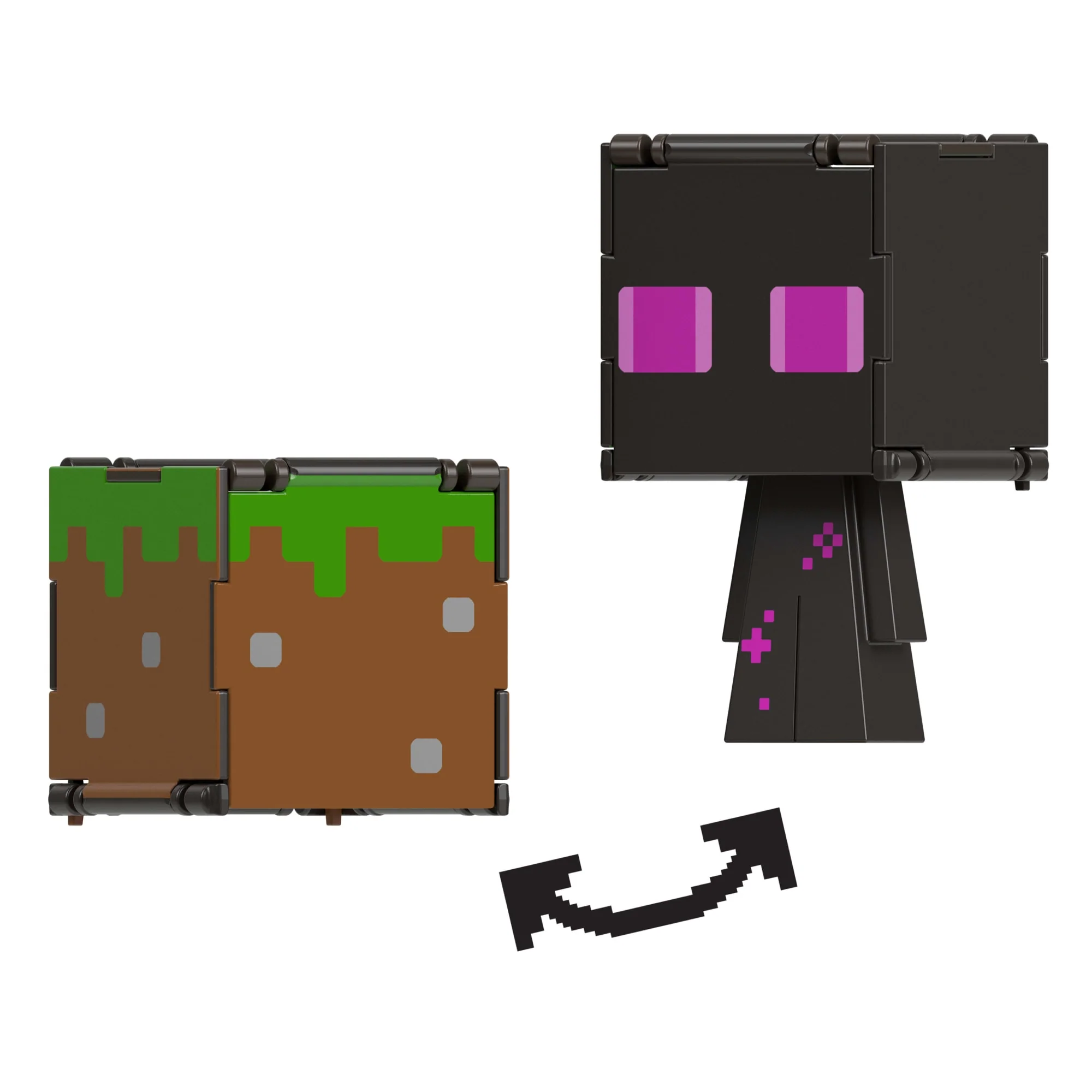 Minecraft Vanilla Figura de Acción Flippin' de 3.75" Enderman + Bloque de Pasto