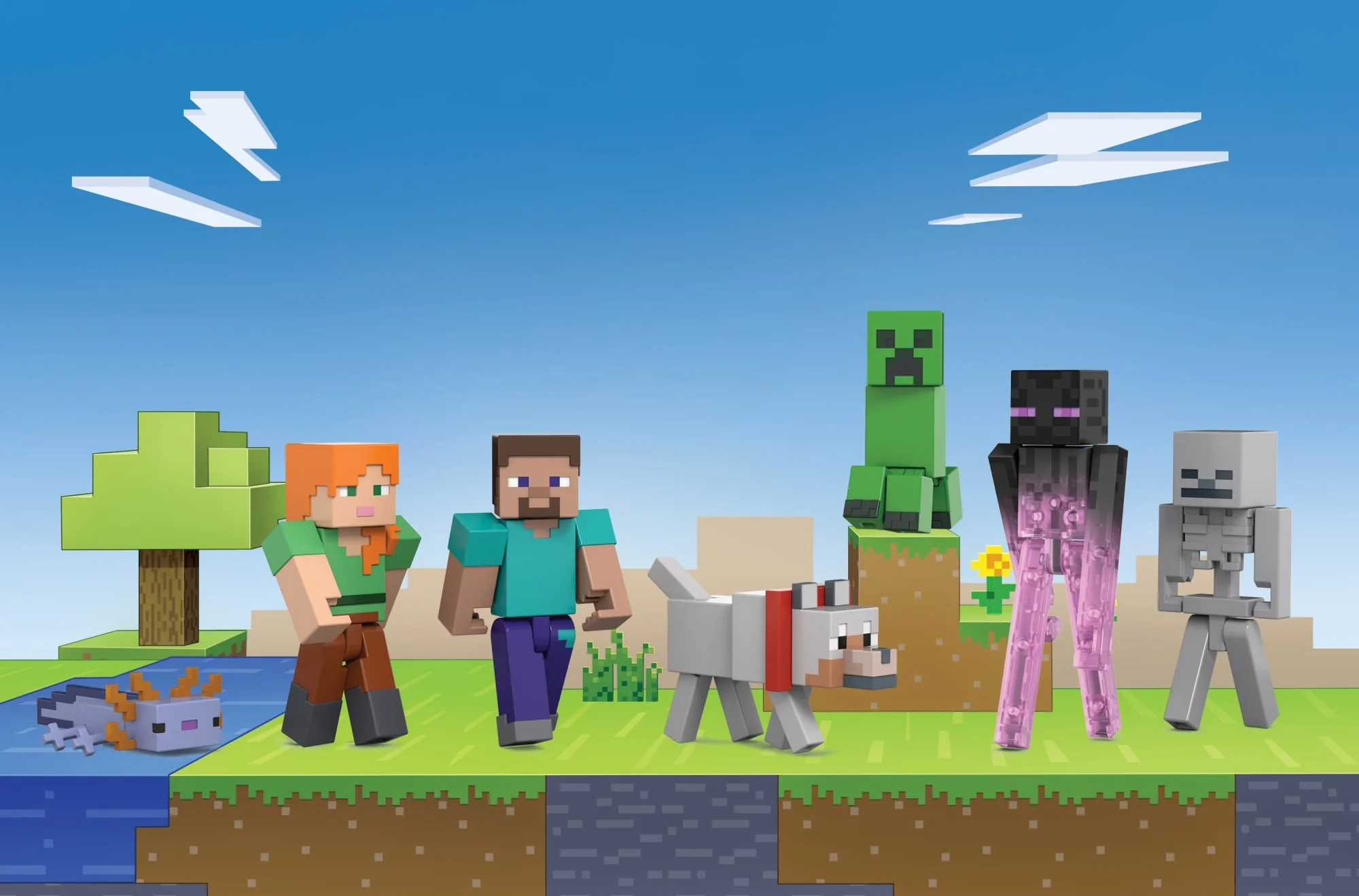 Minecraft World Builders Pack With 7 Action Figures in 3.25-Inch Scale, Starter Collection - Image 2
