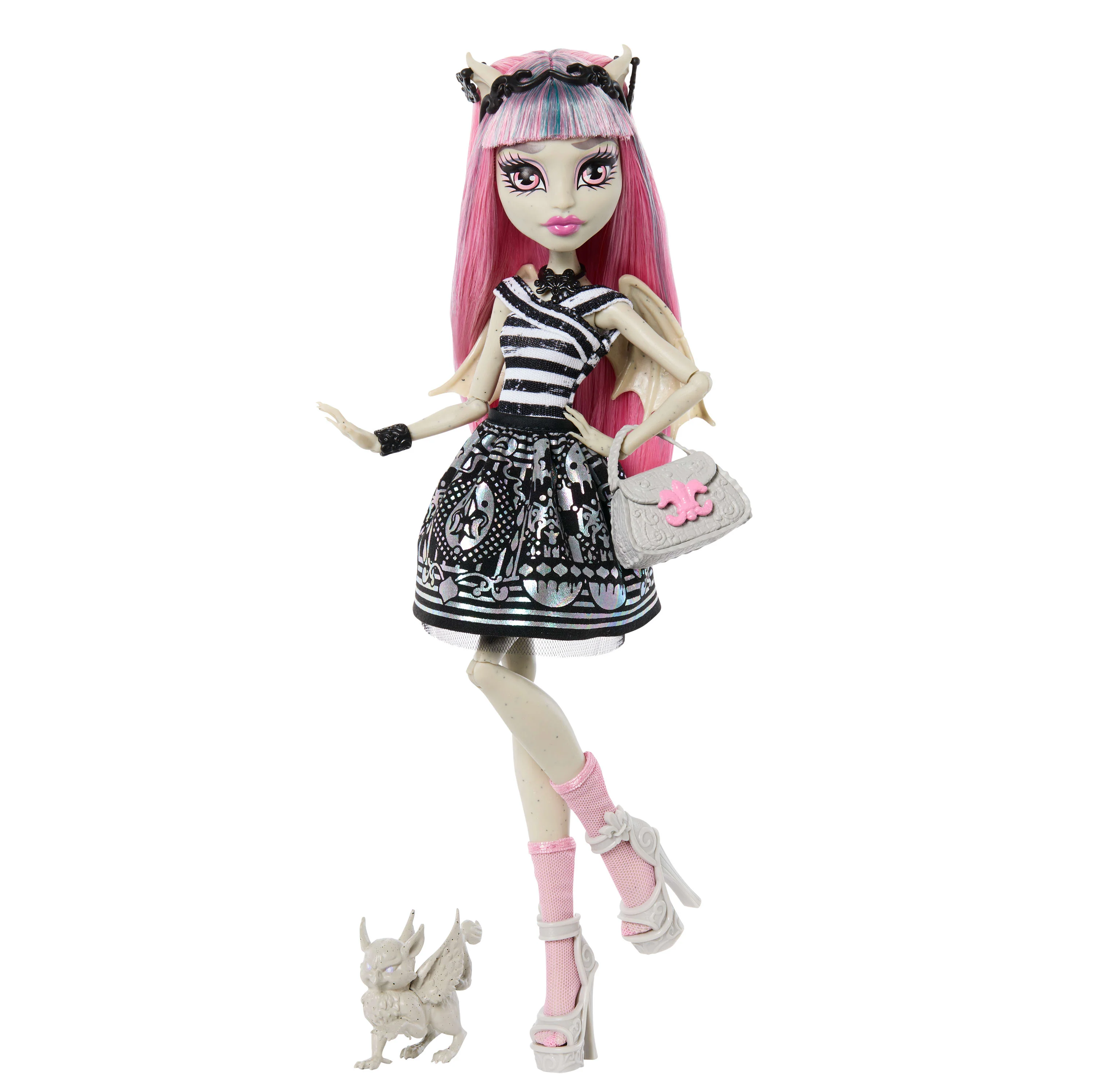 Monster High Boo-Riginal Creeproduction Rochelle Goyle Doll With Diary, Doll Stand And Pet