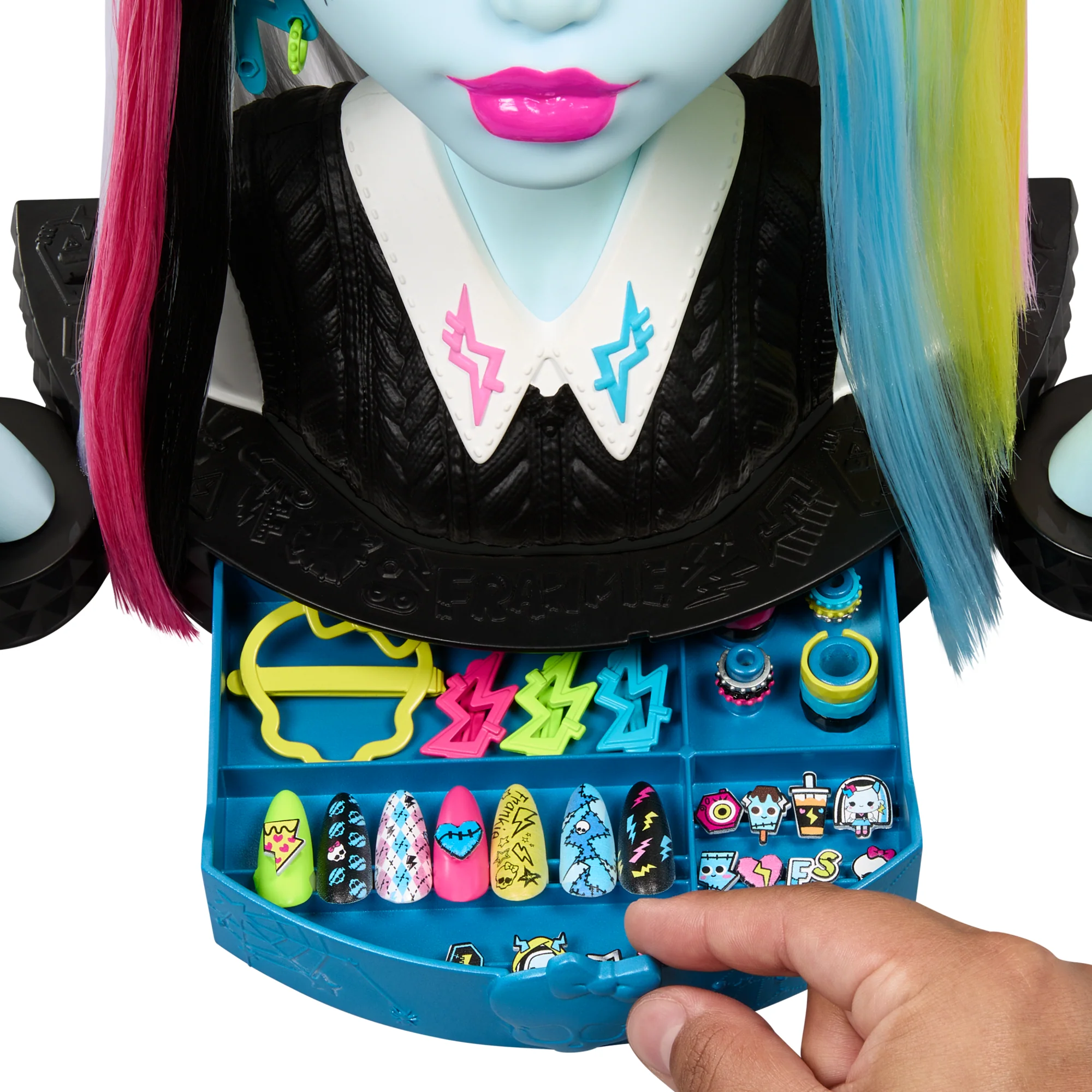 Monster High  Tête à Coiffer de Poupée Frankie Stein, 65+ Accessoires - Image 4