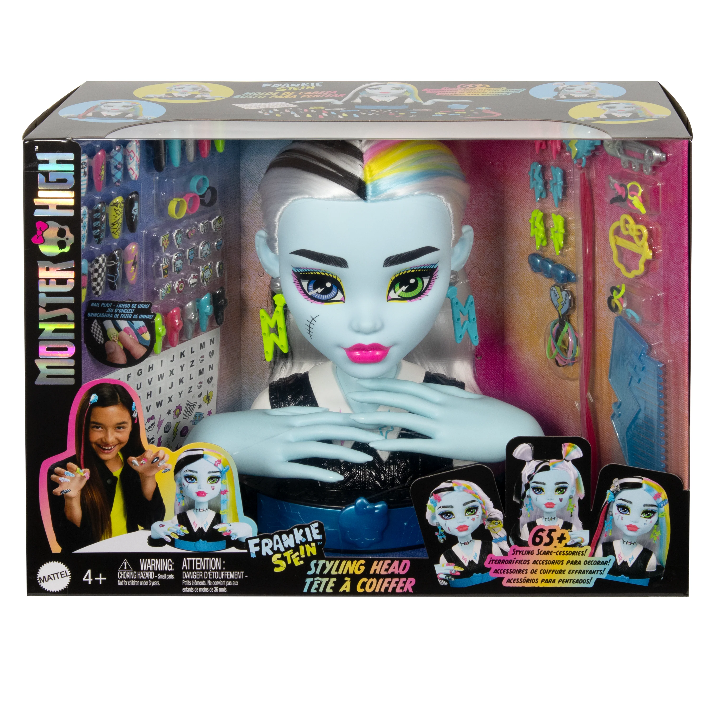 Monster High Frankie Stein Styling Head With 65+ Nail, Hair And Face Accessories - Image 3