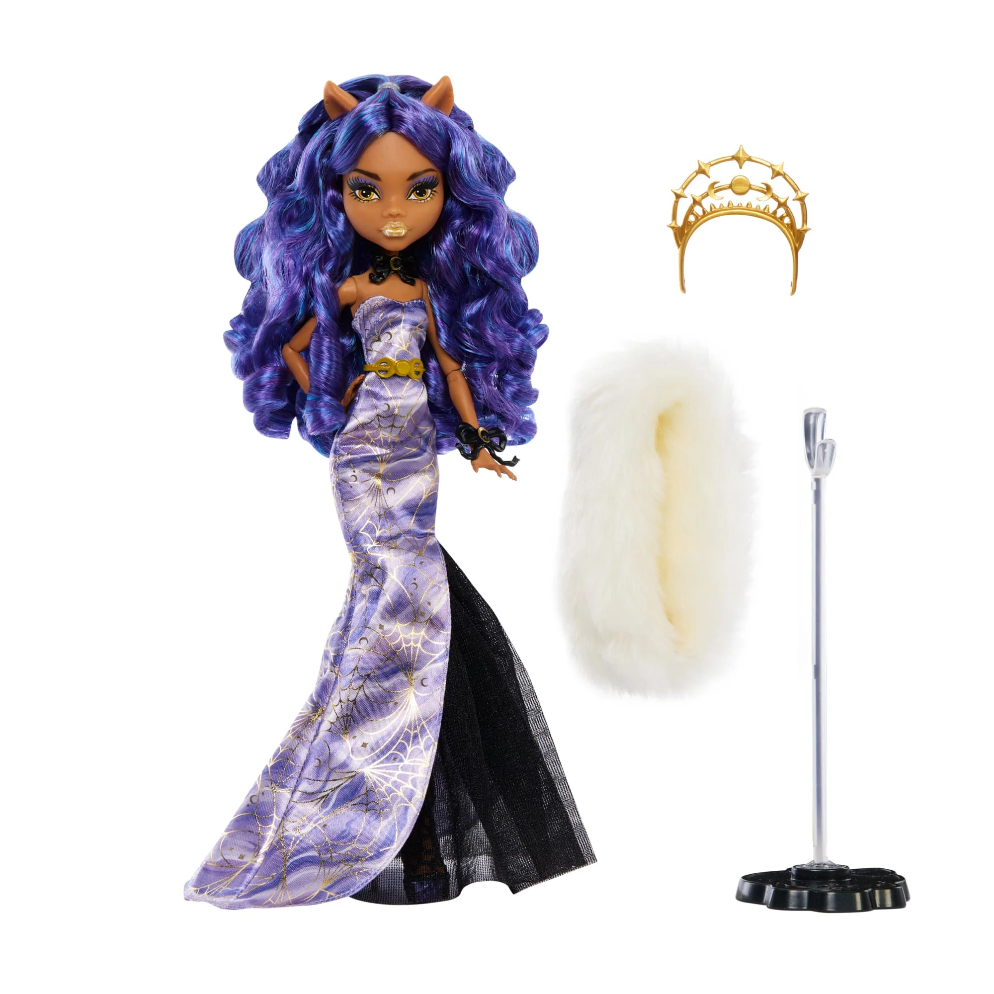 Monster High Doll, Clawdeen Wolf Howliday Edition in Purple Gown - Image 5