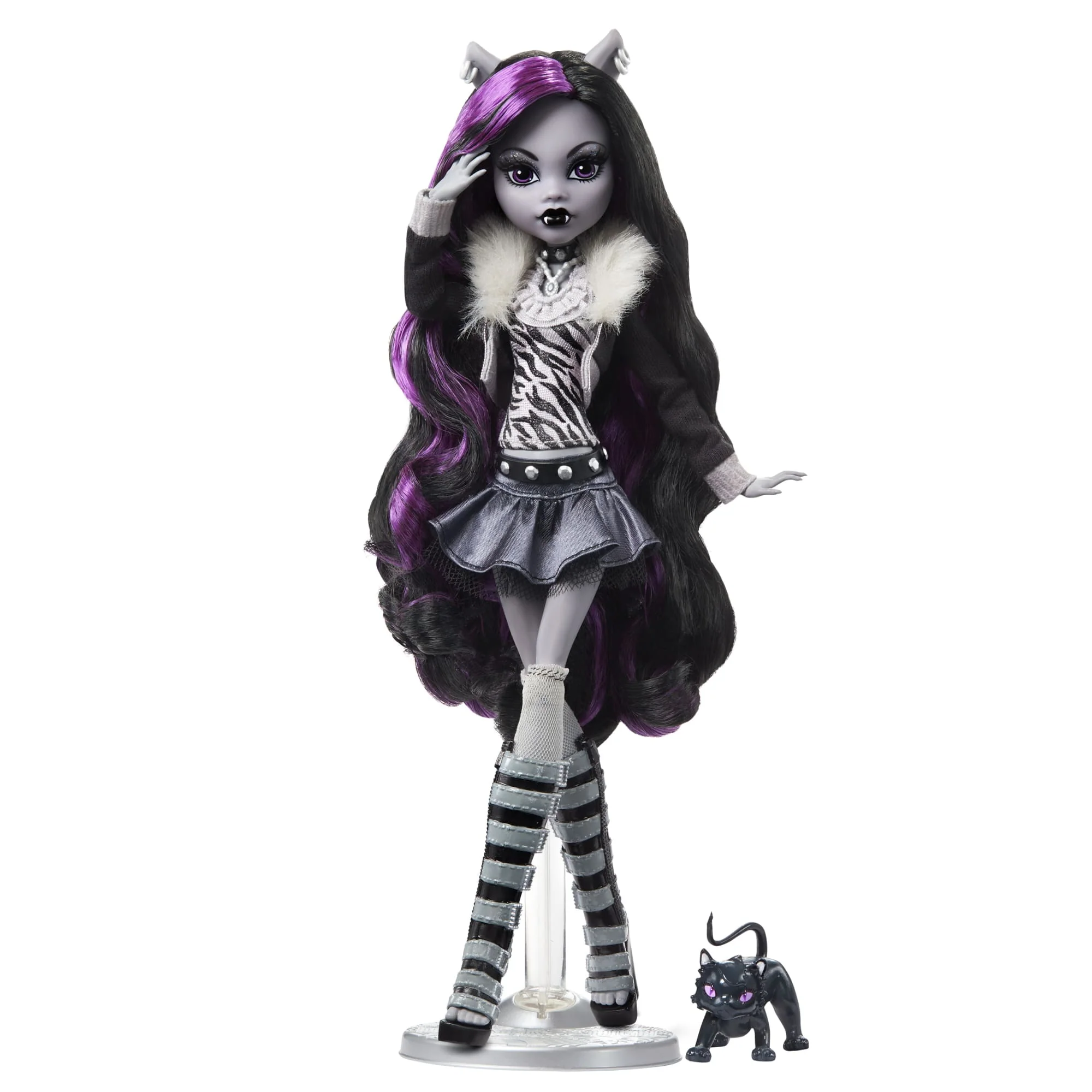 Monster High Reel Drama Clawdeen Wolf Collector Doll in Black And White, Reproduction With Poster - Image 2