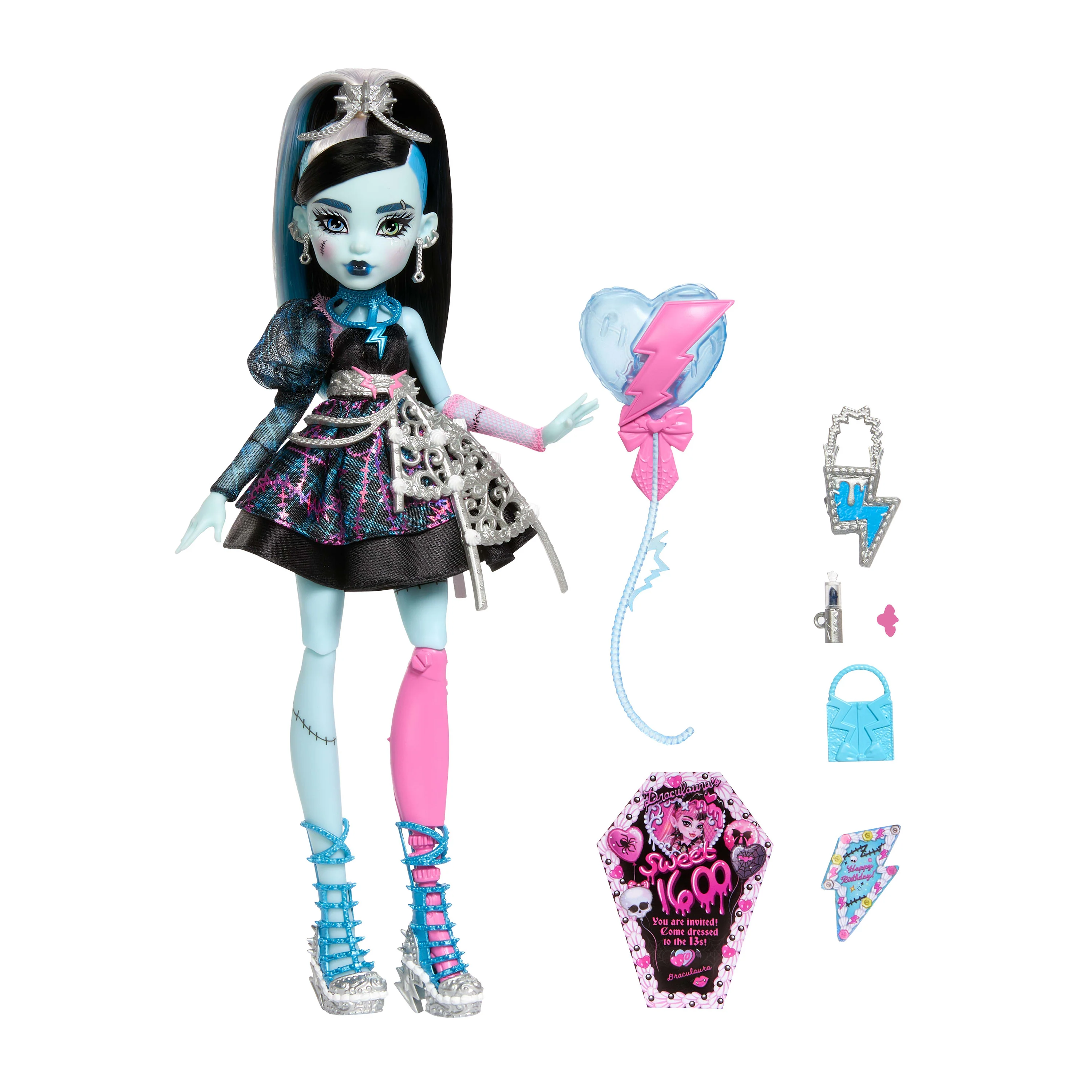 Monster High Scary Sweet Birthday Frankie Stein Doll in Party Dress With Balloon & Gift - Image 5