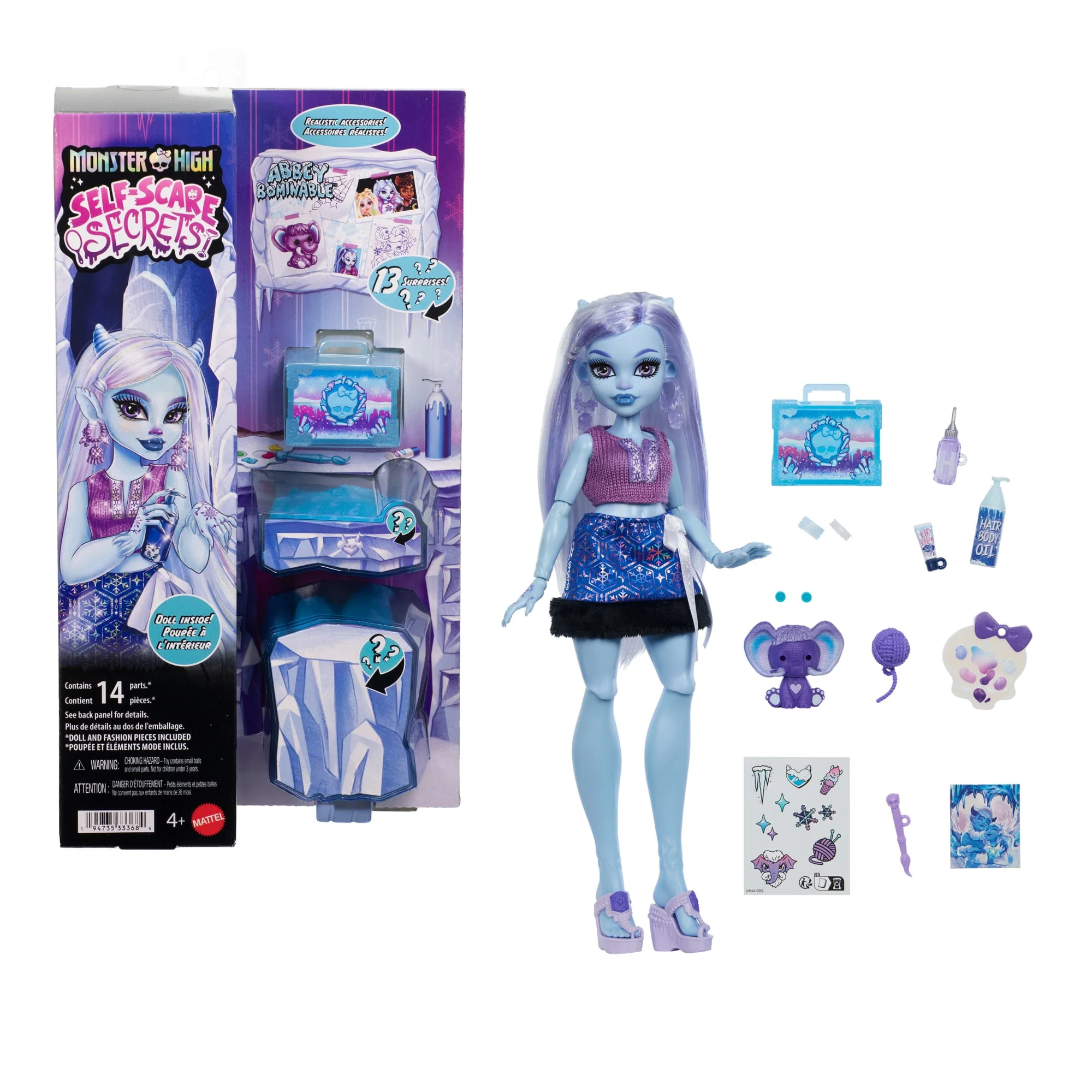 Monster High Self-Scare Secrets Abbey Bominable Fashion Doll With 13 Realistic Accessories