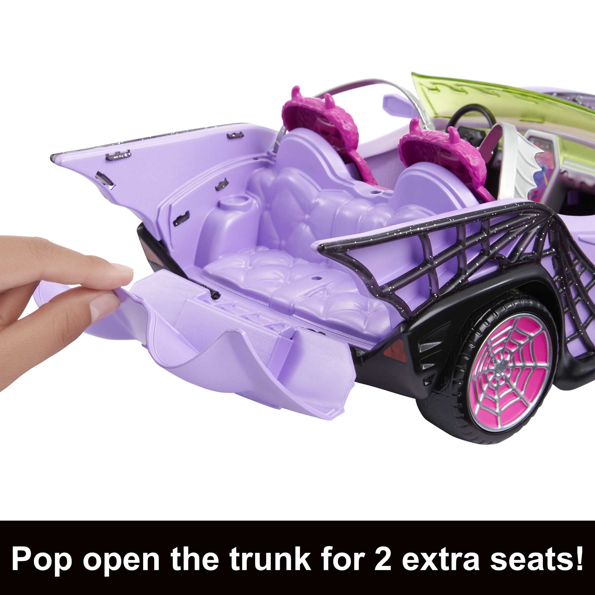 Monster High Toy Car, Ghoul Mobile With Pet And Cooler Accessories - Image 3