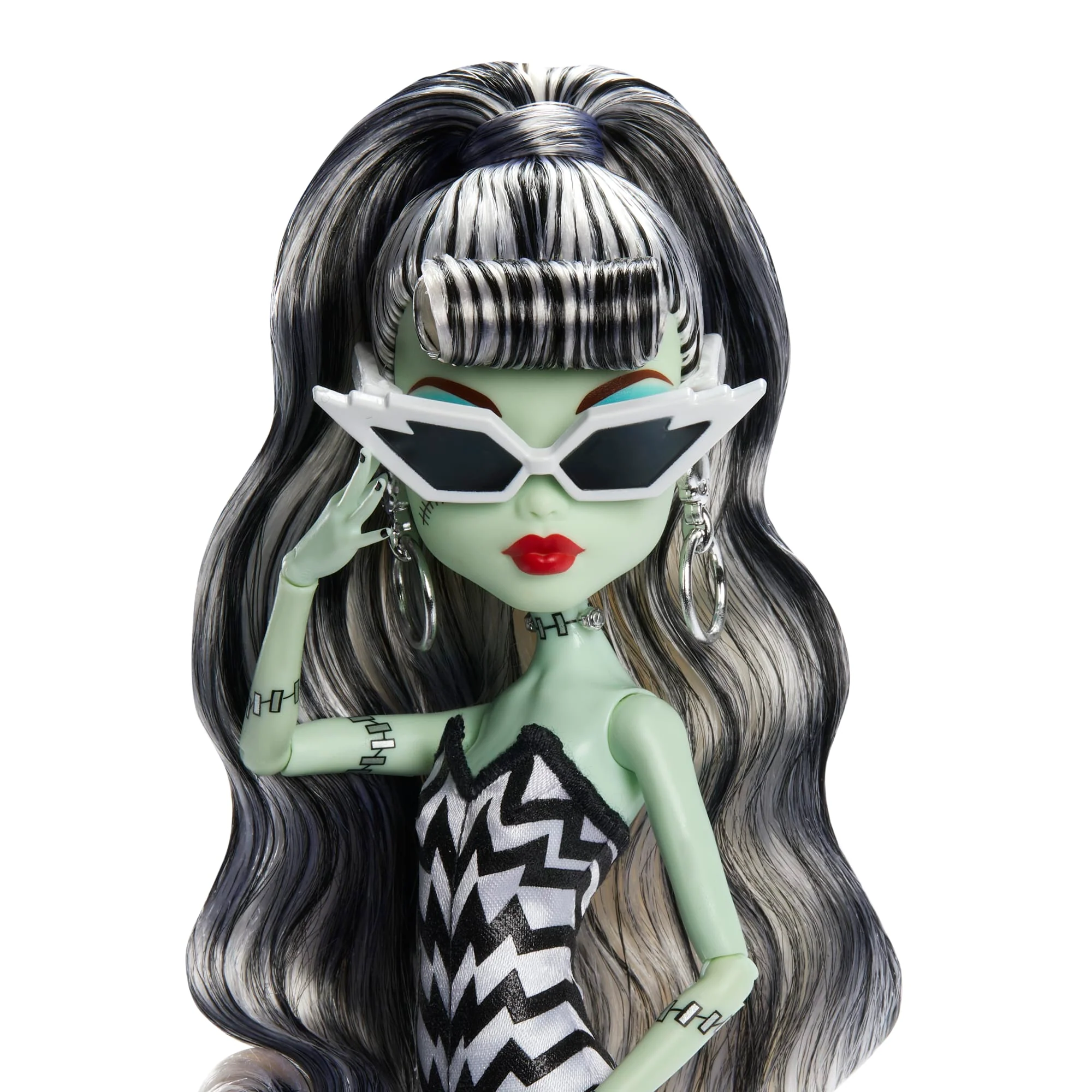 Monster High X Barbie Doll, Frankie Stein With Original Barbie Swimsuit, Black Dress And Accessories - Image 2