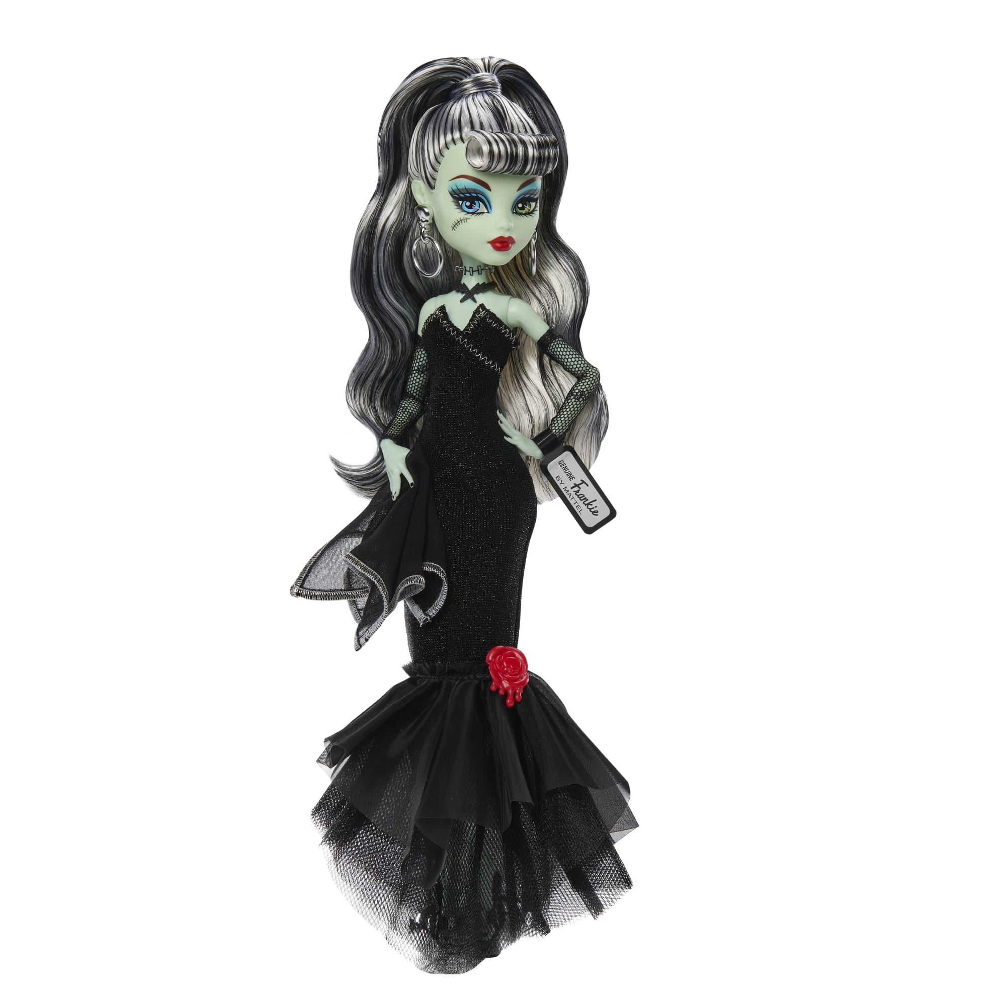 Monster High X Barbie Doll, Frankie Stein With Original Barbie Swimsuit, Black Dress And Accessories - Image 3