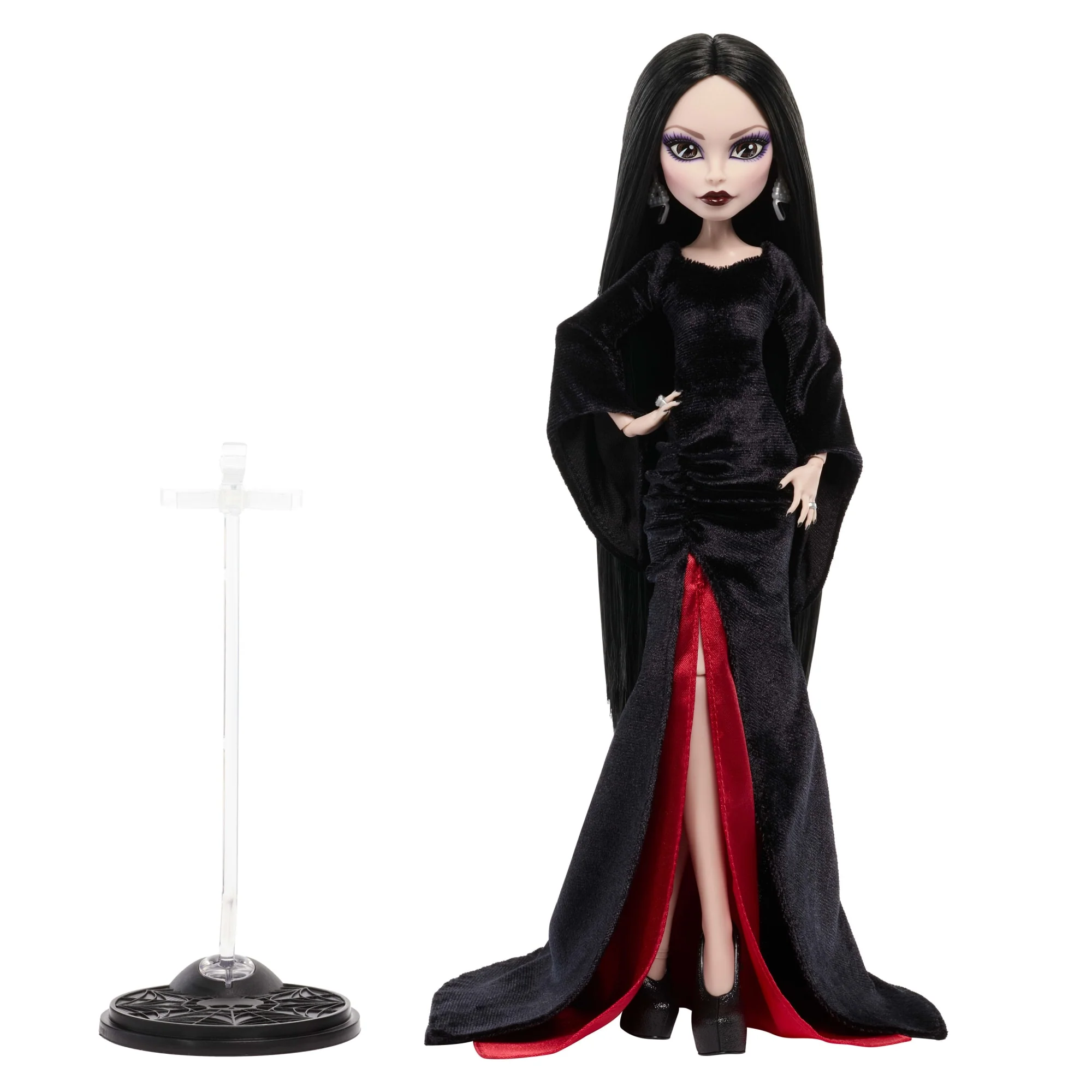 Monster High X Wednesday Collectible Doll, Morticia Addams in Black Velvet Dress - Image 2