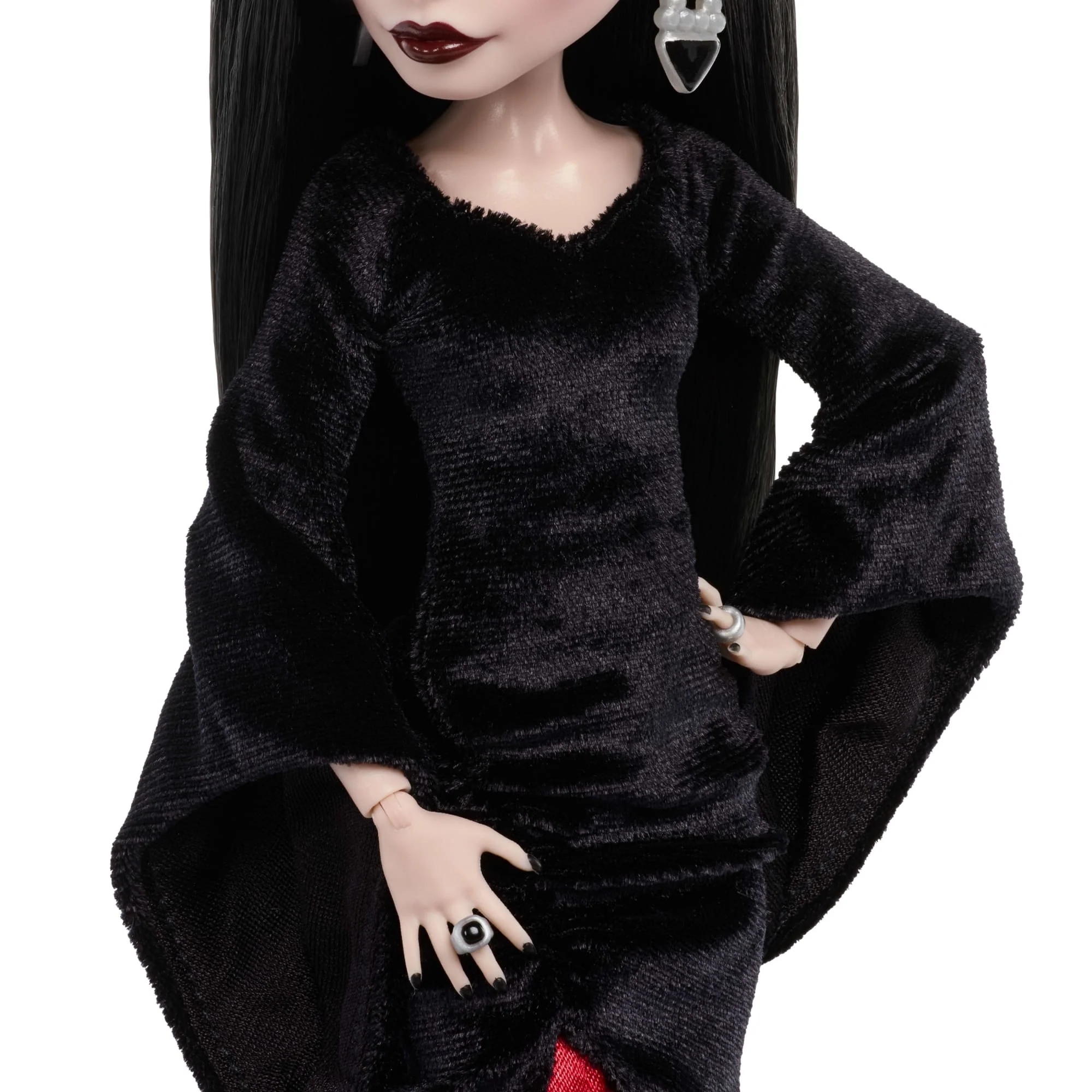 Monster High X Wednesday Collectible Doll, Morticia Addams in Black Velvet Dress - Image 4