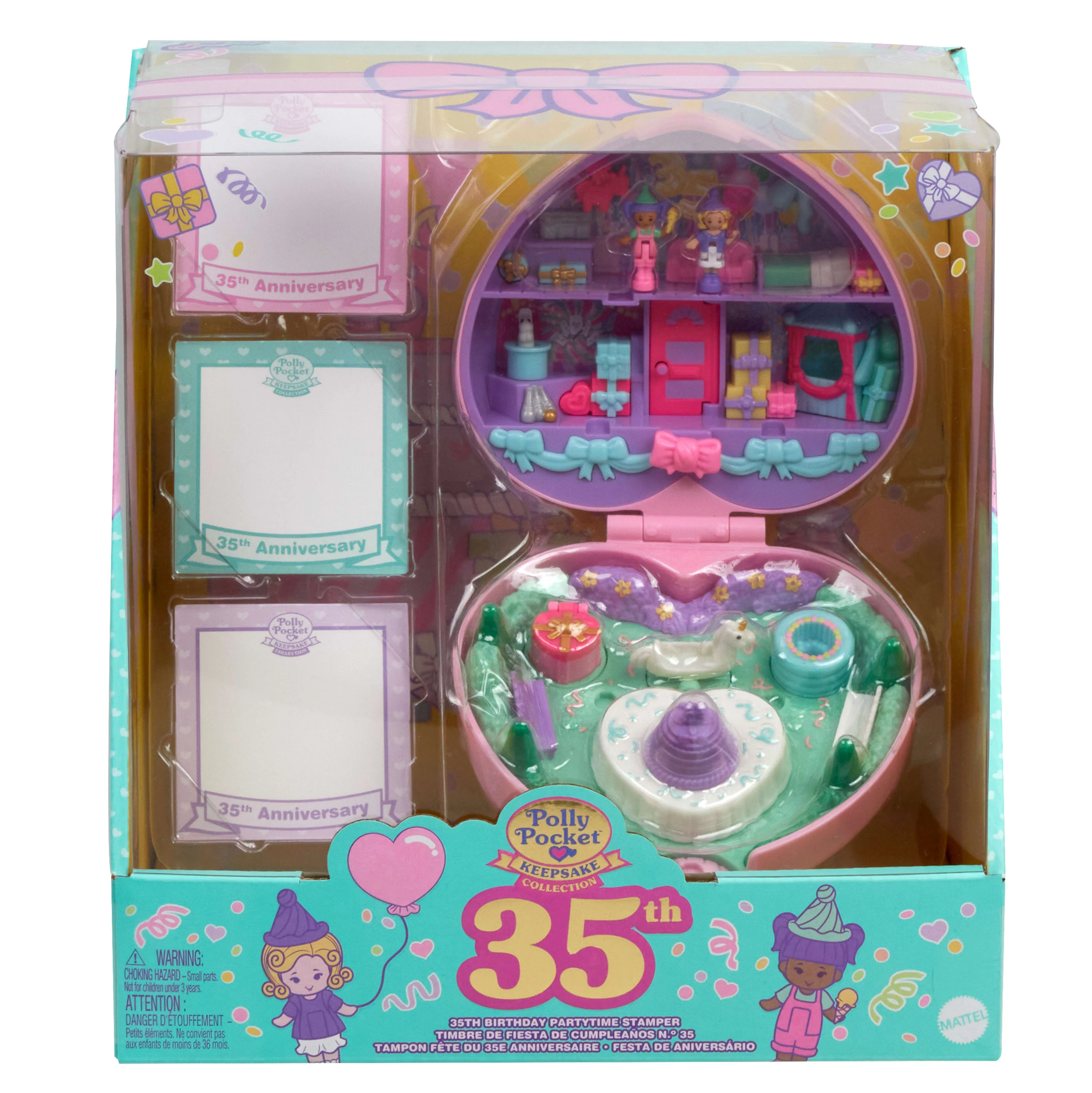 Polly Pocket Dolls And Playset, Collector Heritage Compact, 35th Birthday Partytime Stamper - Image 6