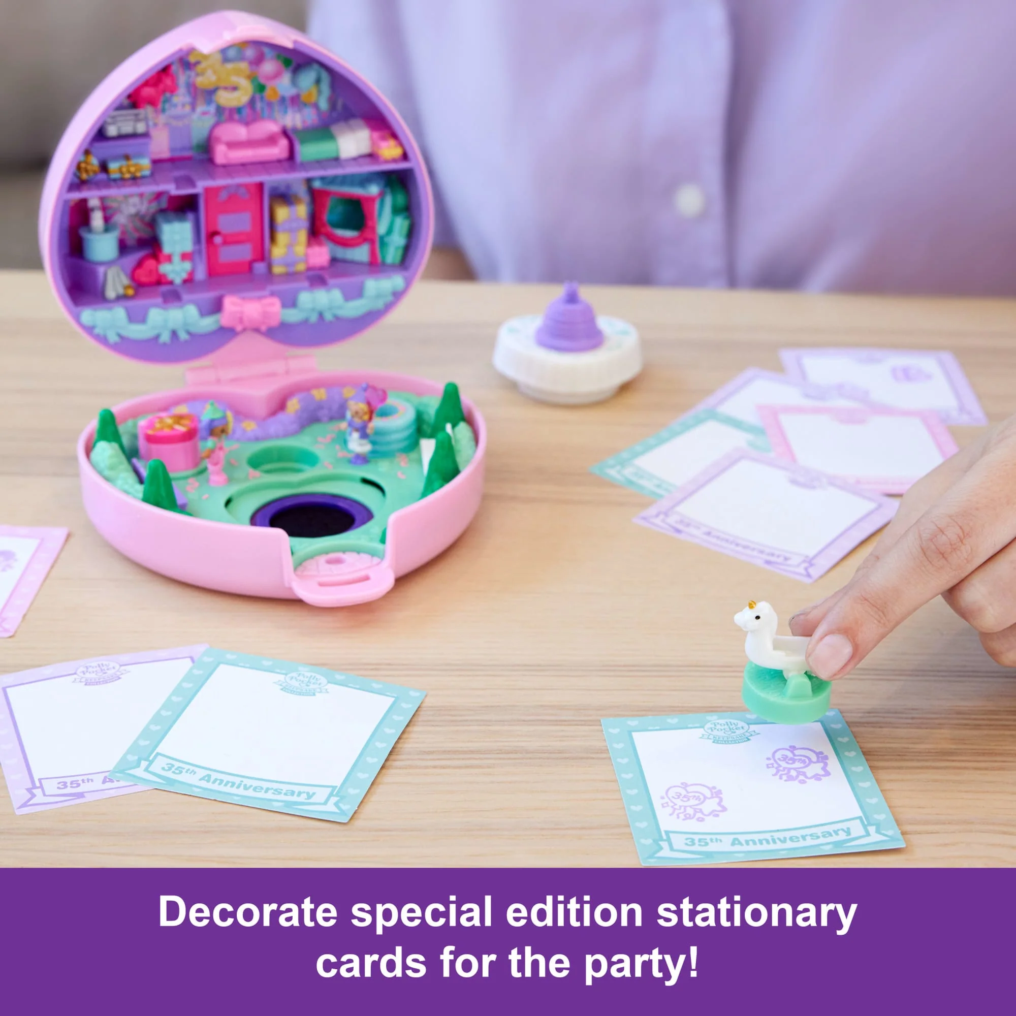 Polly Pocket Dolls And Playset, Collector Heritage Compact, 35Th Birthday Partytime Stamper - Image 5