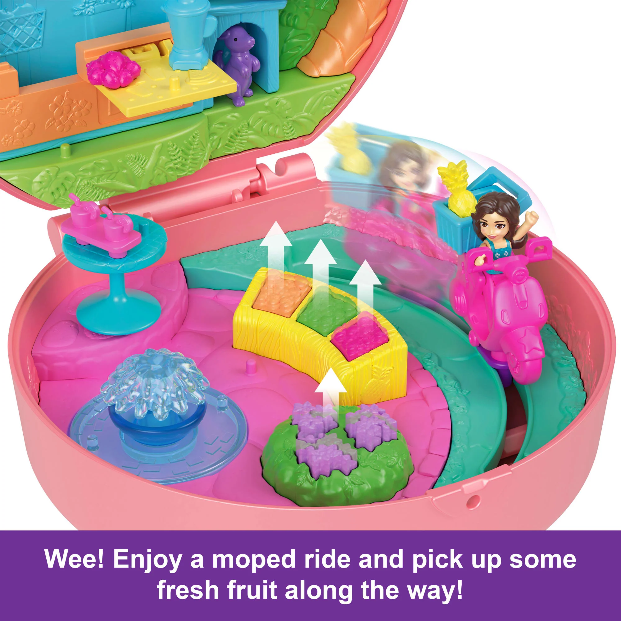Polly Pocket Adventure Moped Compact With 2 Micro Dolls And Pet, Travel Toy With Animal And Vehicle Accessories - Image 5