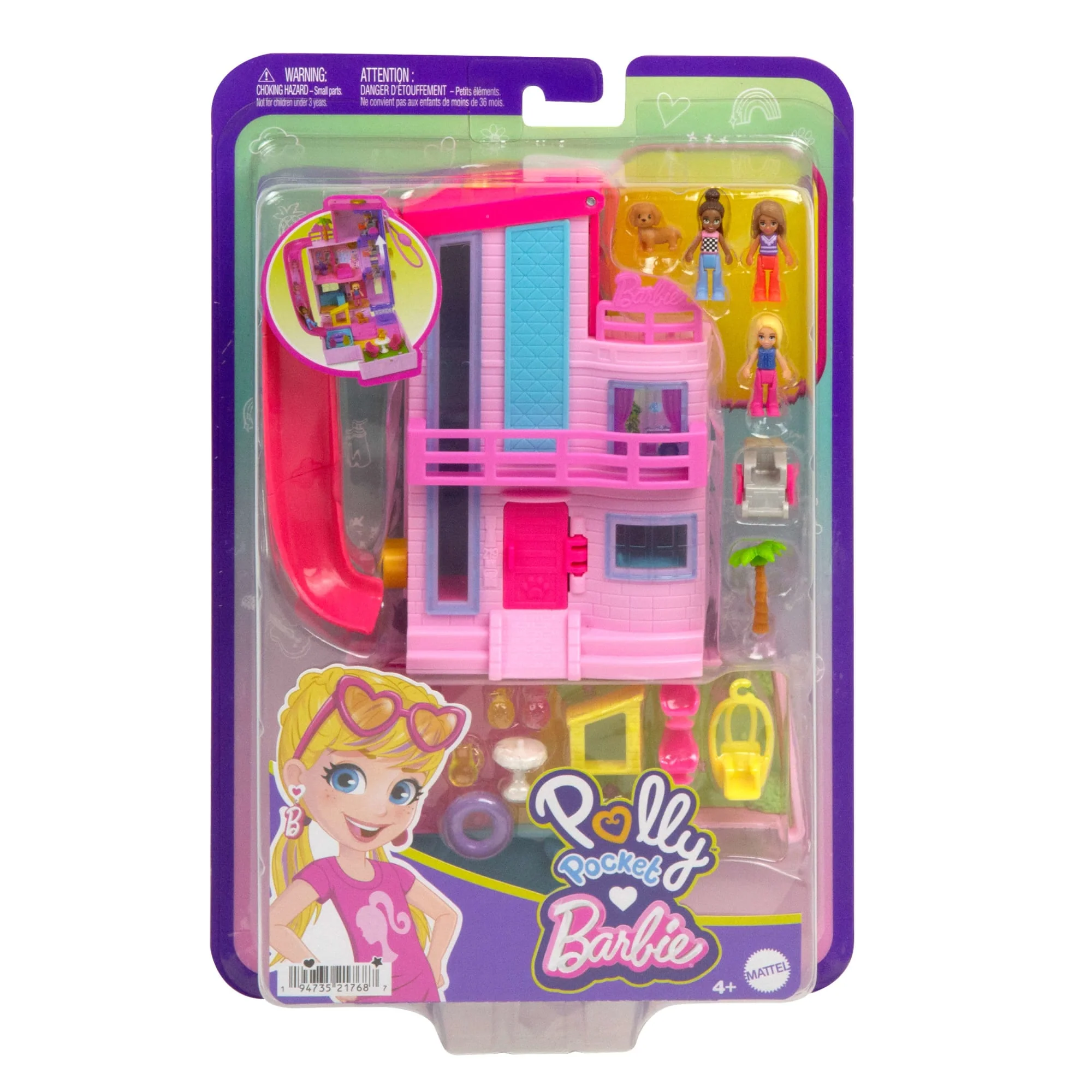 Polly Pocket Barbie Dreamhouse Compact, Dollhouse Playset With 3 Micro Dolls, 1 Pet & 11 Accessories - Image 6