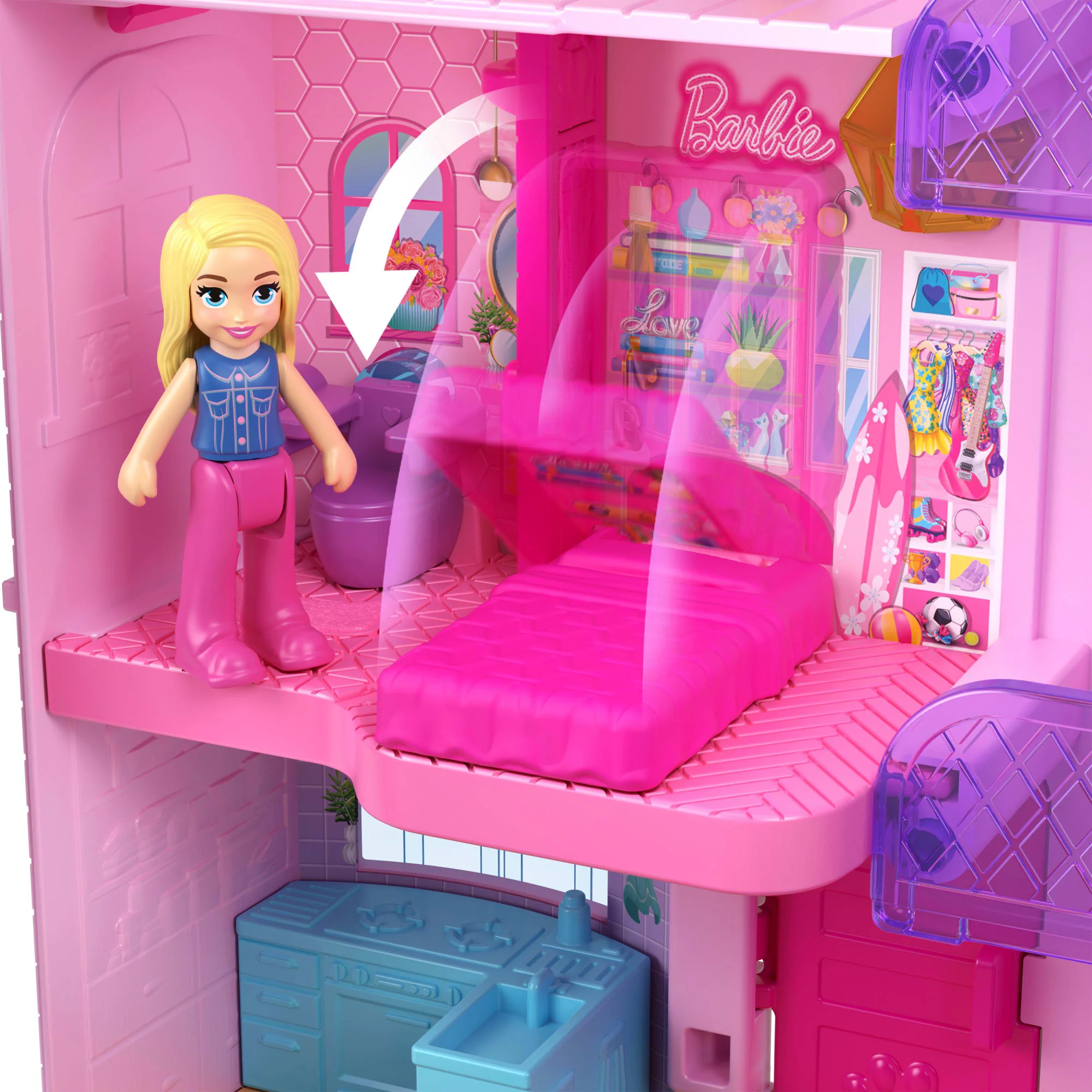 Polly Pocket-Maison de Rêve Barbie-Coffret Avec 3Mini-Figurines - Image 5