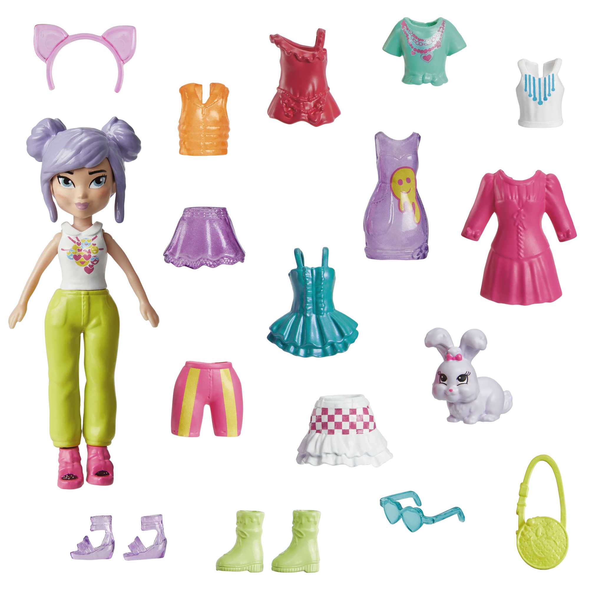 Polly Pocket Coffret Poupée et 18 Accessoires, Lapin