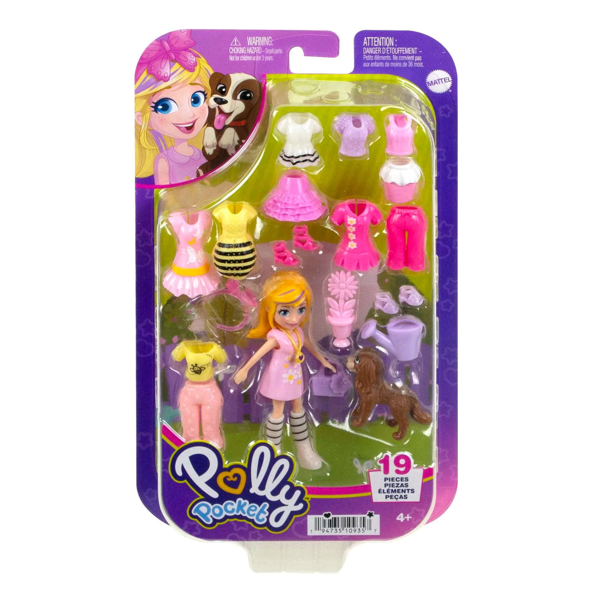 Polly Pocket Coffret Poupée et 18 Accessoires, Chiot et Thème Floral - Image 6