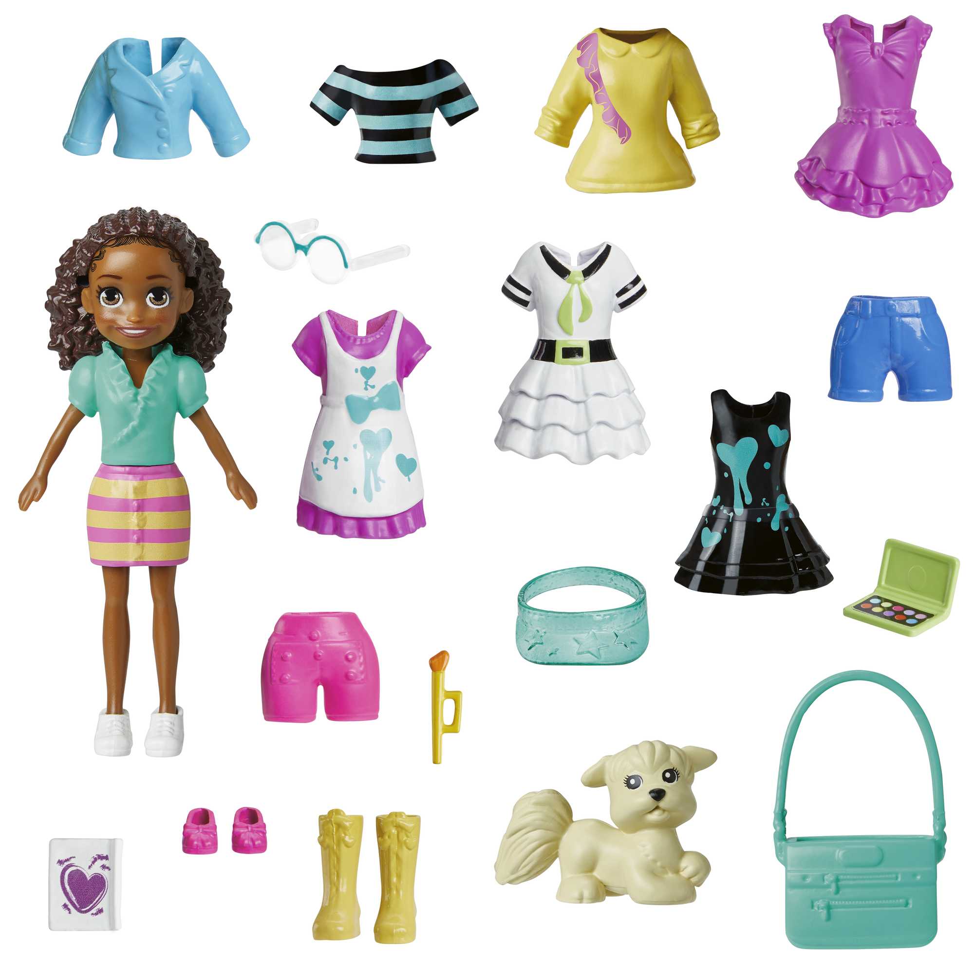 Polly Pocket Poupée et 18 Accessoires, Atelier de Peinture de Shani