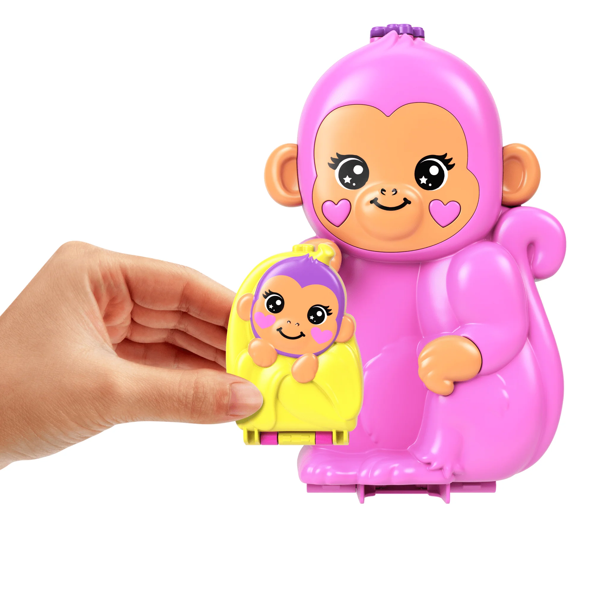 Polly Pocket Conjunto de Brinquedo Compacto Mundo Surpresa Mamãe Macaca e seu Bebê - Image 3