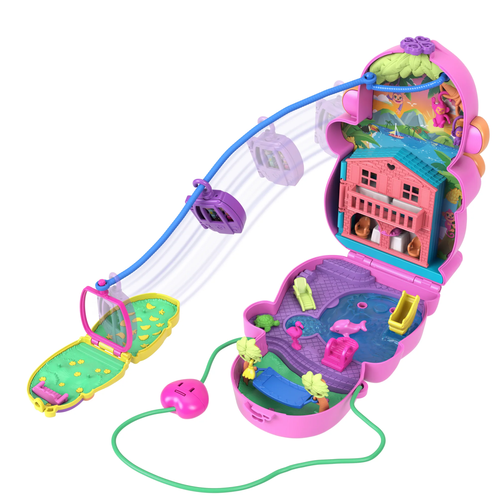 Polly Pocket Conjunto de Brinquedo Compacto Mundo Surpresa Mamãe Macaca e seu Bebê - Image 4