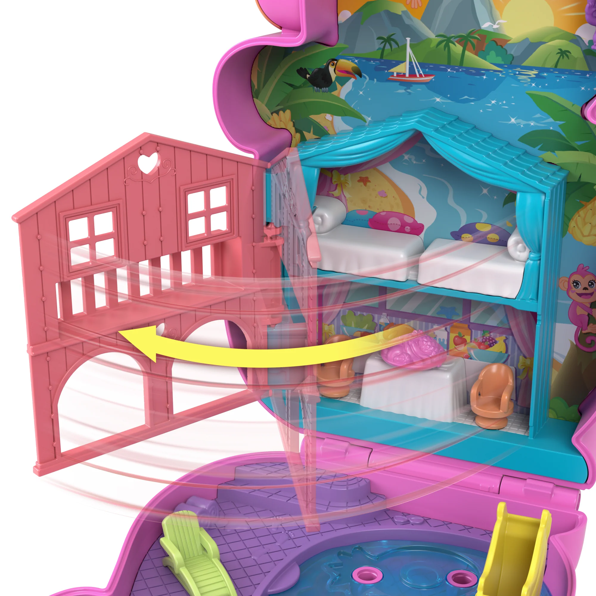 Polly Pocket Conjunto de Brinquedo Compacto Mundo Surpresa Mamãe Macaca e seu Bebê - Image 5
