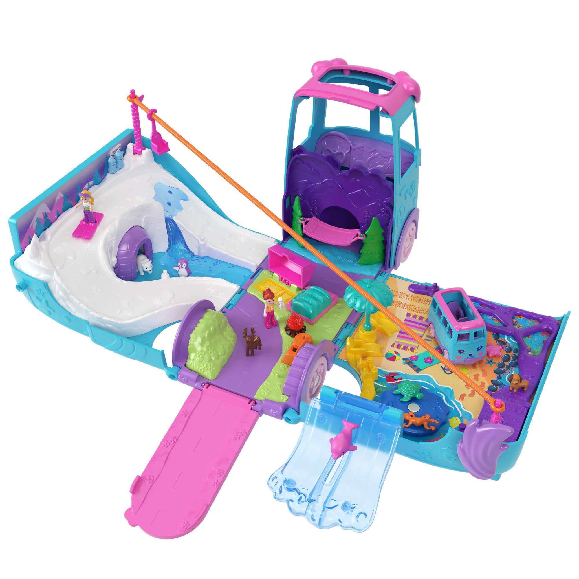 Polly Pocket Conjunto de Brinquedo Estrojo Aventura Sobre Rodas com Pets - Image 3