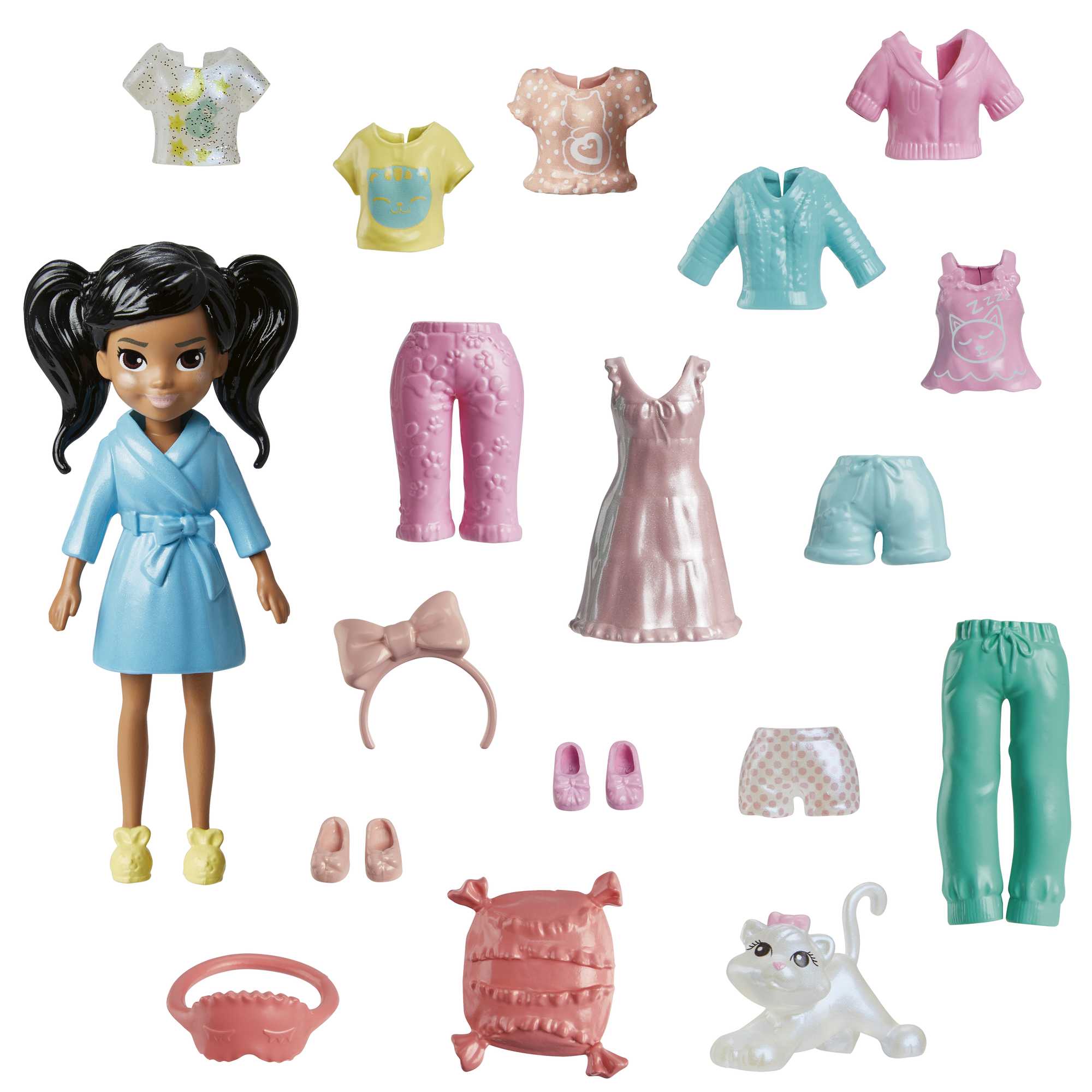 Polly Pocket Conjunto de Brinquedo Pacote de Modas Festa de Pijamas Elemento Surpresa