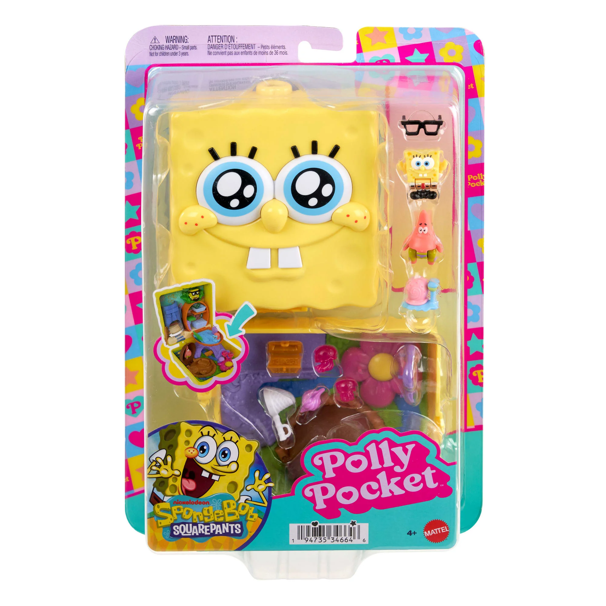 Polly Pocket Conjunto de Brinquedo Polly pocket conjunto de brinquedo compacto bob esponja - Image 6