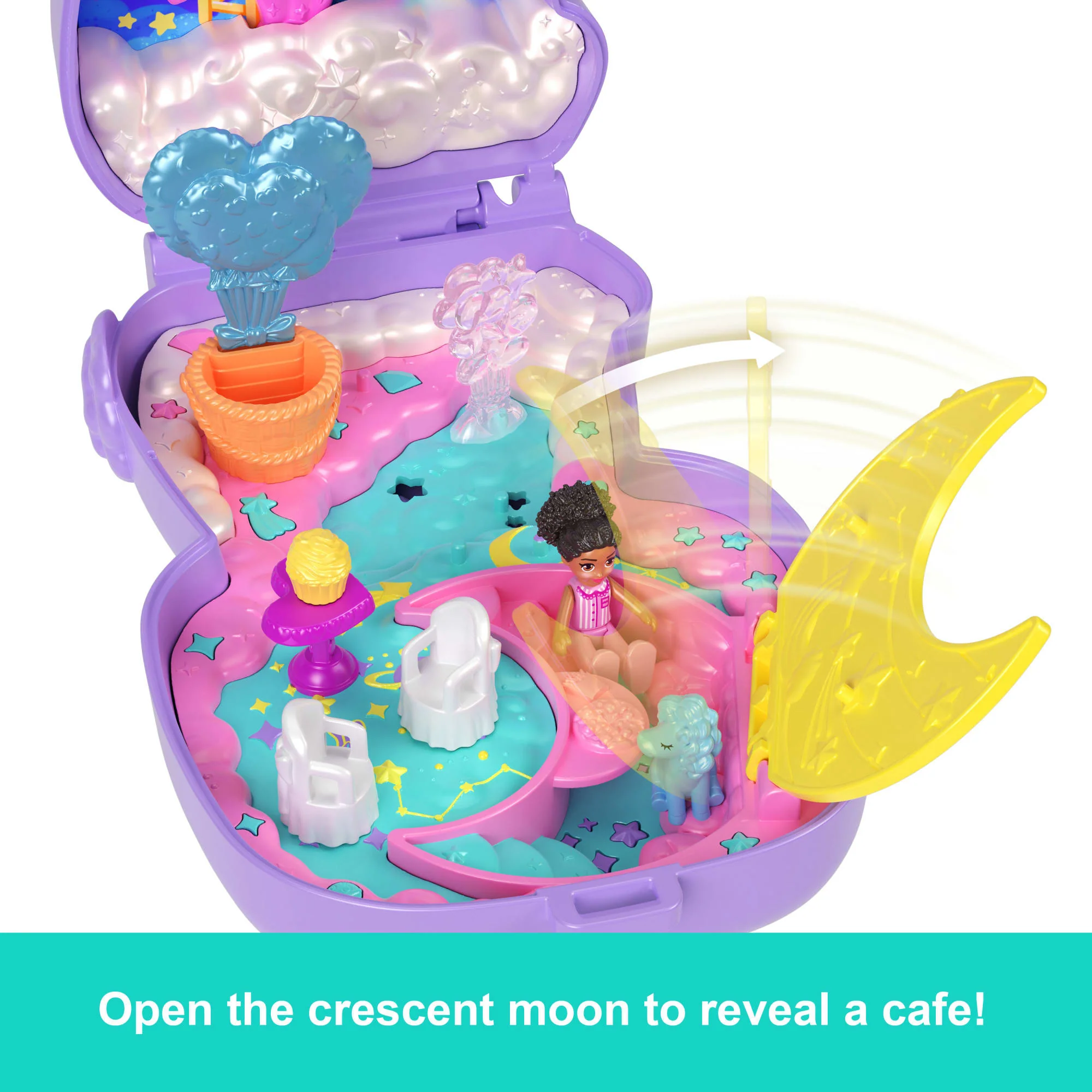 Polly Pocket Cozy Dreamland Lamb Compact Playset With 1 Micro Doll And Pet Unicorn, Travel Toy With Food & Styling Accessories - Image 5