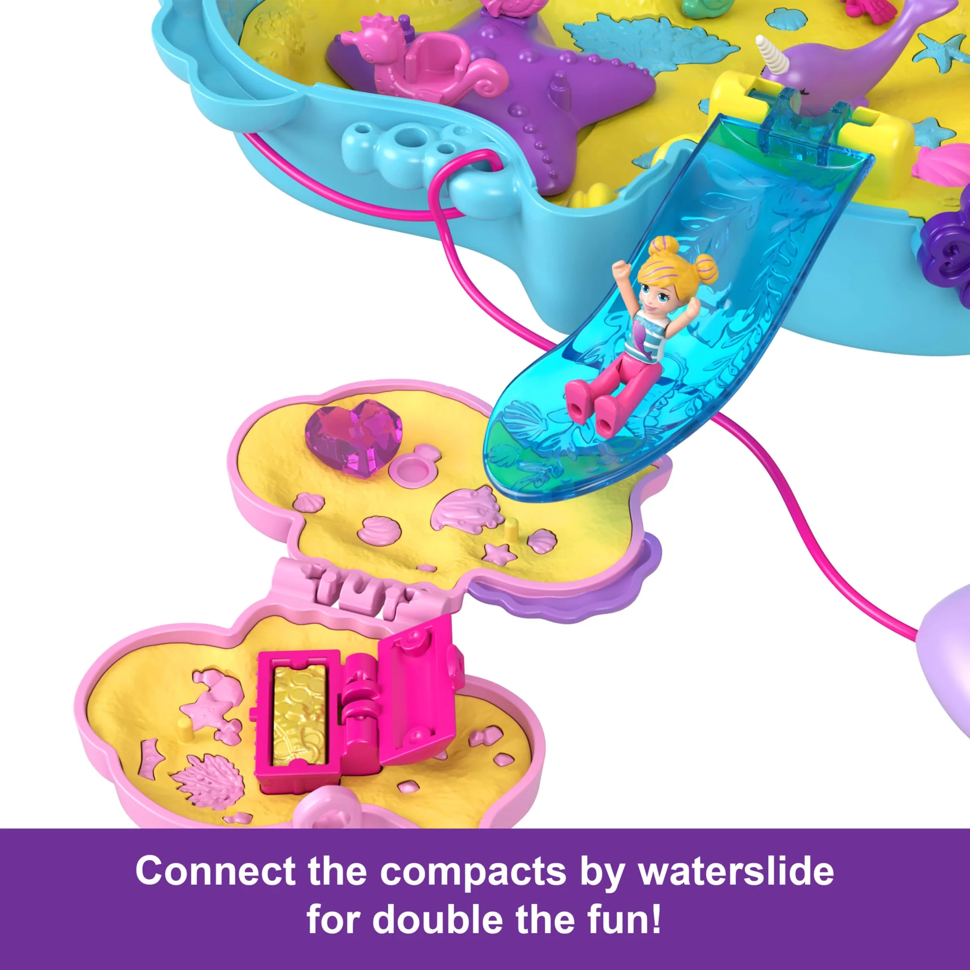 Polly Pocket Daddy & Me Seahorse Purse With 2 Micro Dolls, Pets & 13 Accessories, 2-in-1 Purse & Toy, Starring Shani - Image 2
