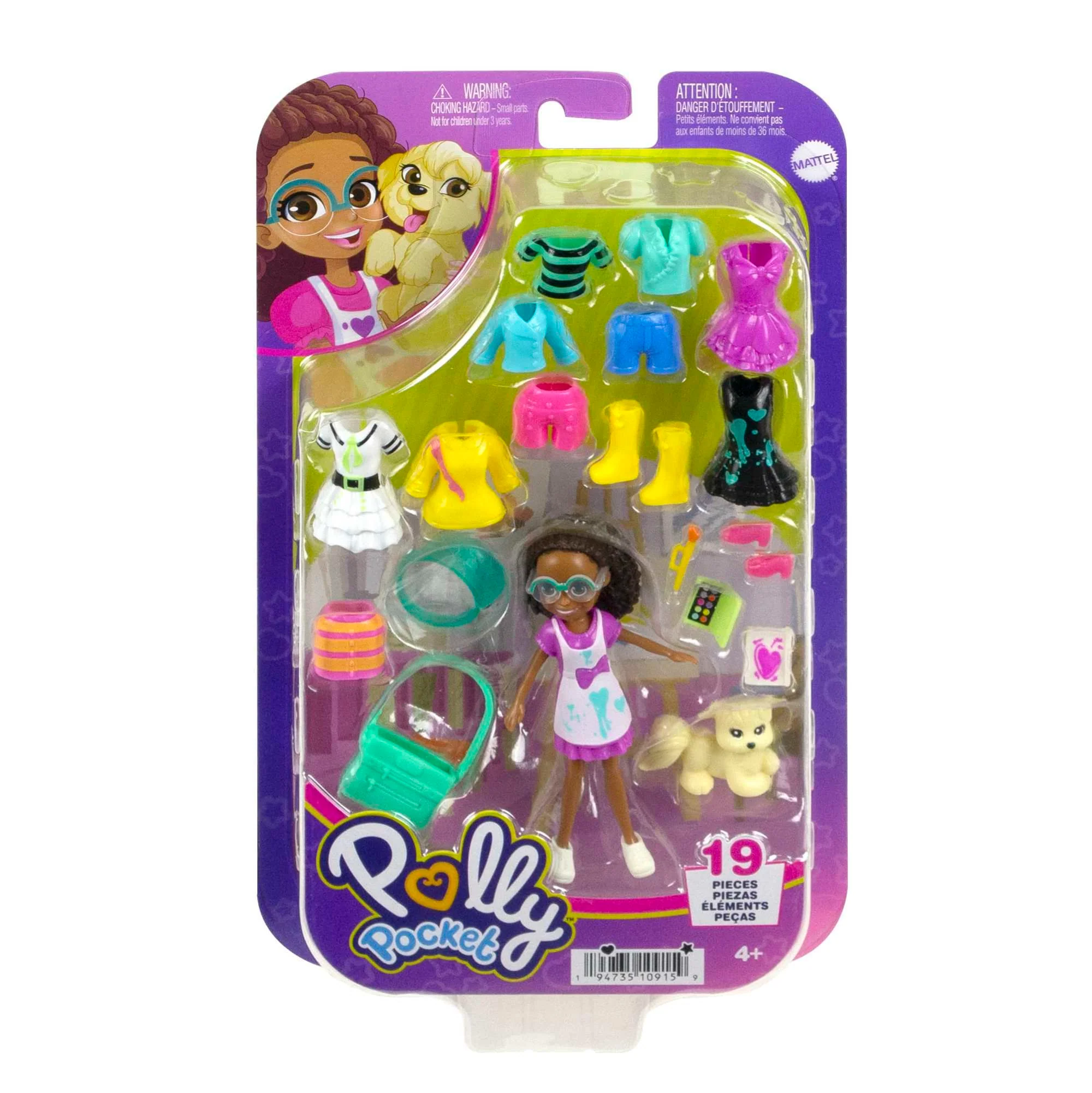 Polly Pocket Doll & 18 Accessories, Shani Art Studio Tinted-Transparent Pack - Image 6