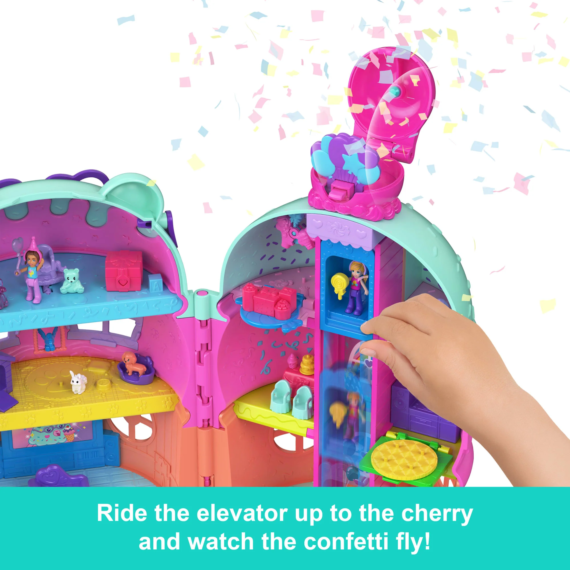 Polly Pocket Dolls And Playset, Gelato House With Elevator, Ice Cream Theme With 25+ Accessories including Furniture And Pets - Image 3