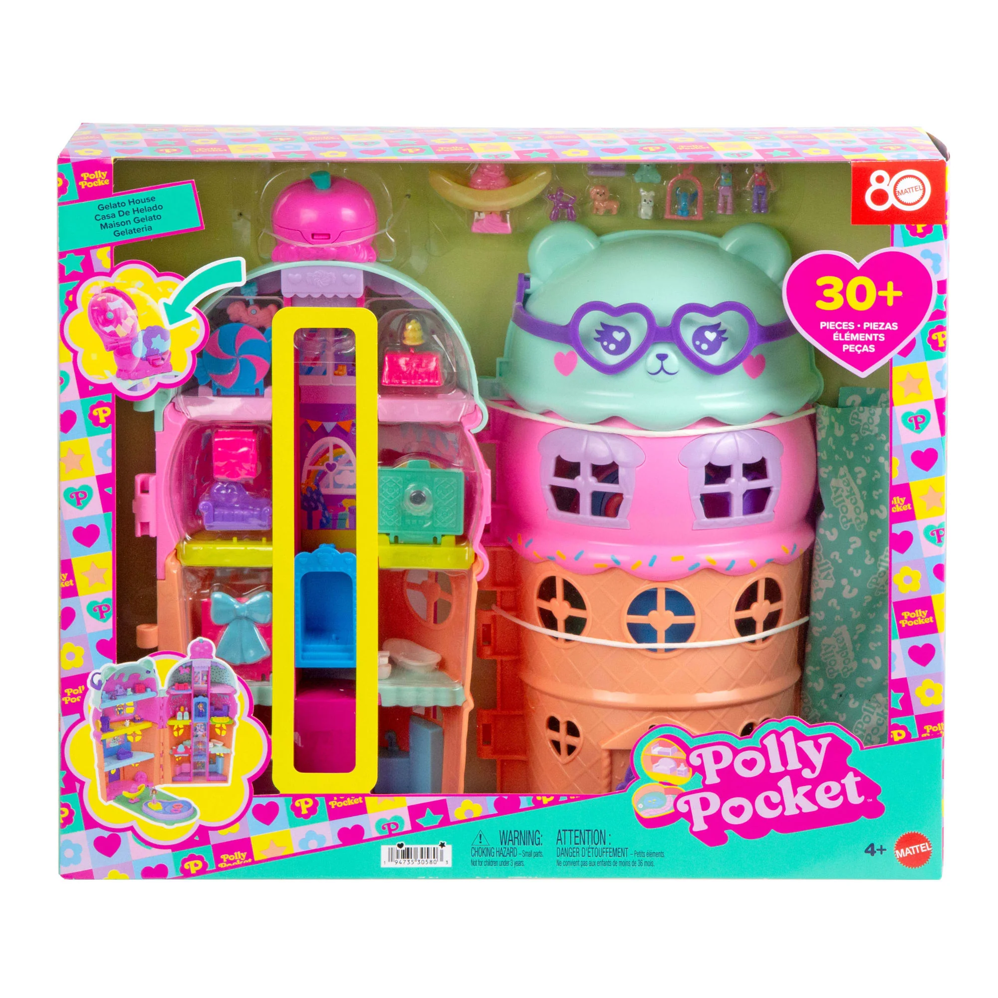 Polly Pocket Dolls And Playset, Gelato House With Elevator, Ice Cream Theme With 25+ Accessories including Furniture And Pets - Image 6