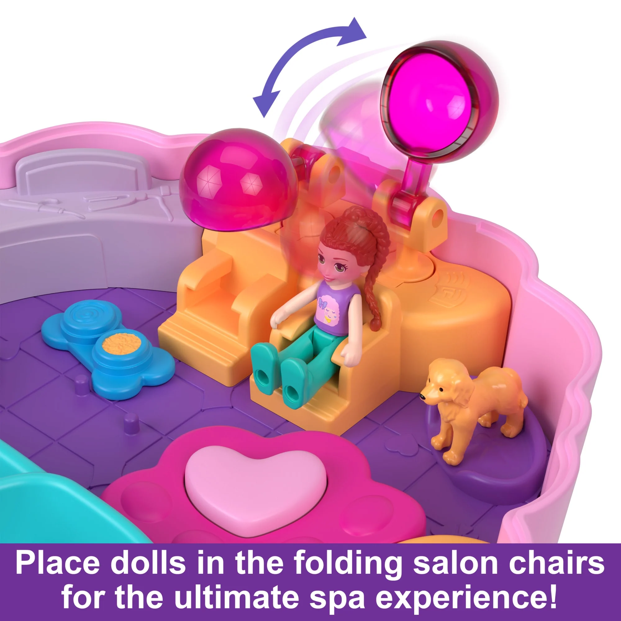 Polly Pocket Dolls And Playset, Animal Toys Groom & Glam Poodle Compact Playset - Image 5