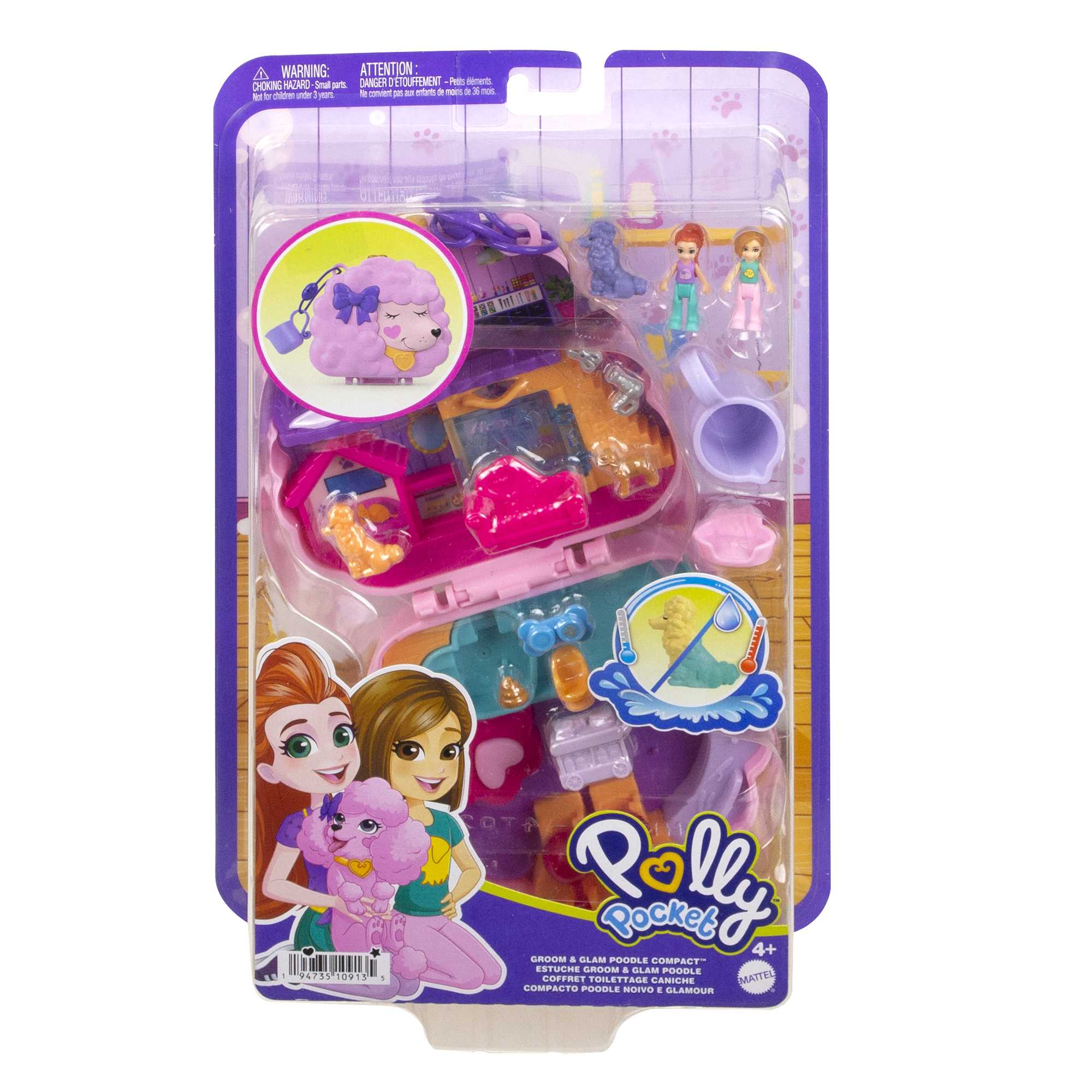 Polly Pocket Dolls And Playset, Animal Toys Groom & Glam Poodle Compact Playset - Image 6