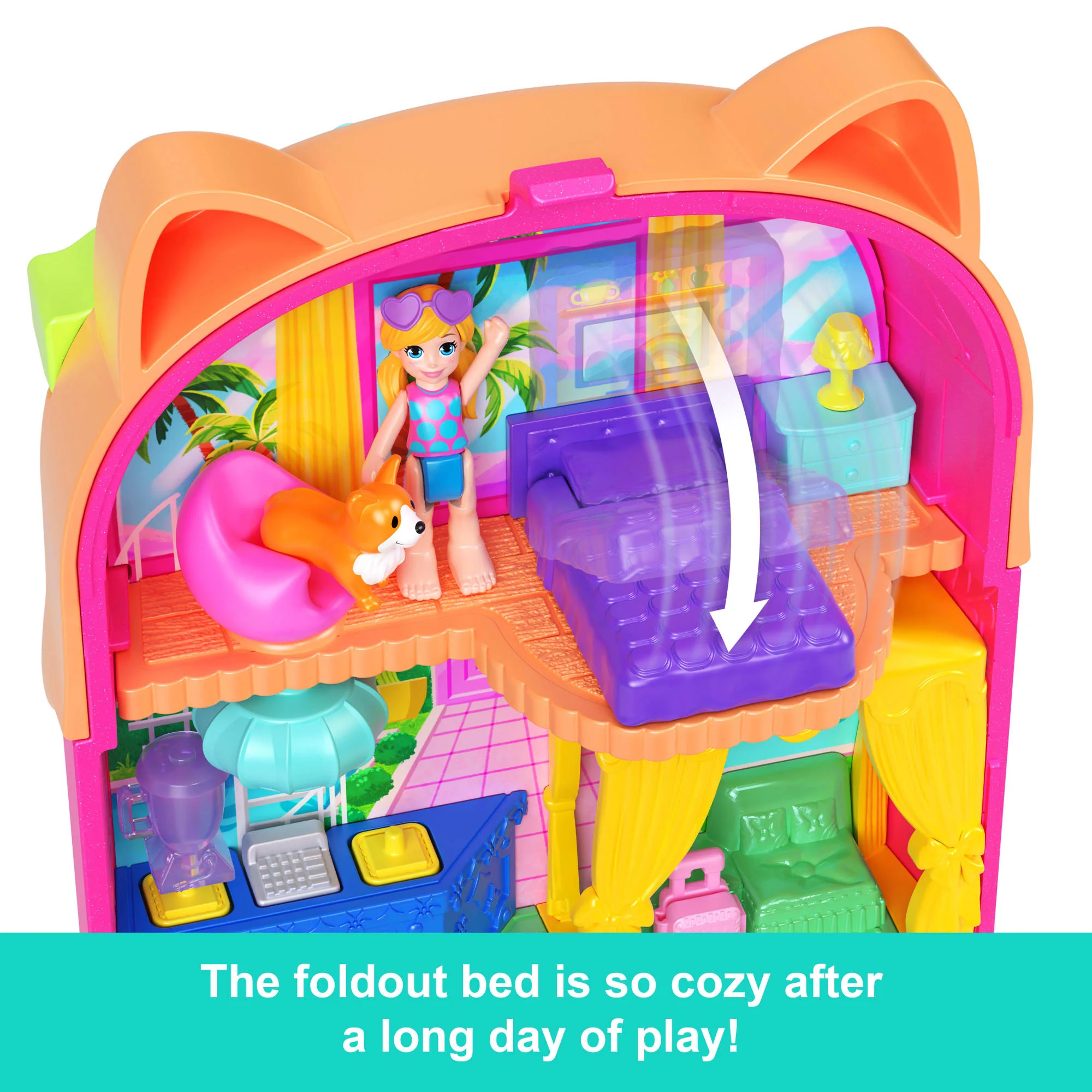 Polly Pocket Kitty Popsicle Resort Compact Playset With 1 Micro Doll And Pet Puppy, Travel Toy With Themed Accessories - Image 5