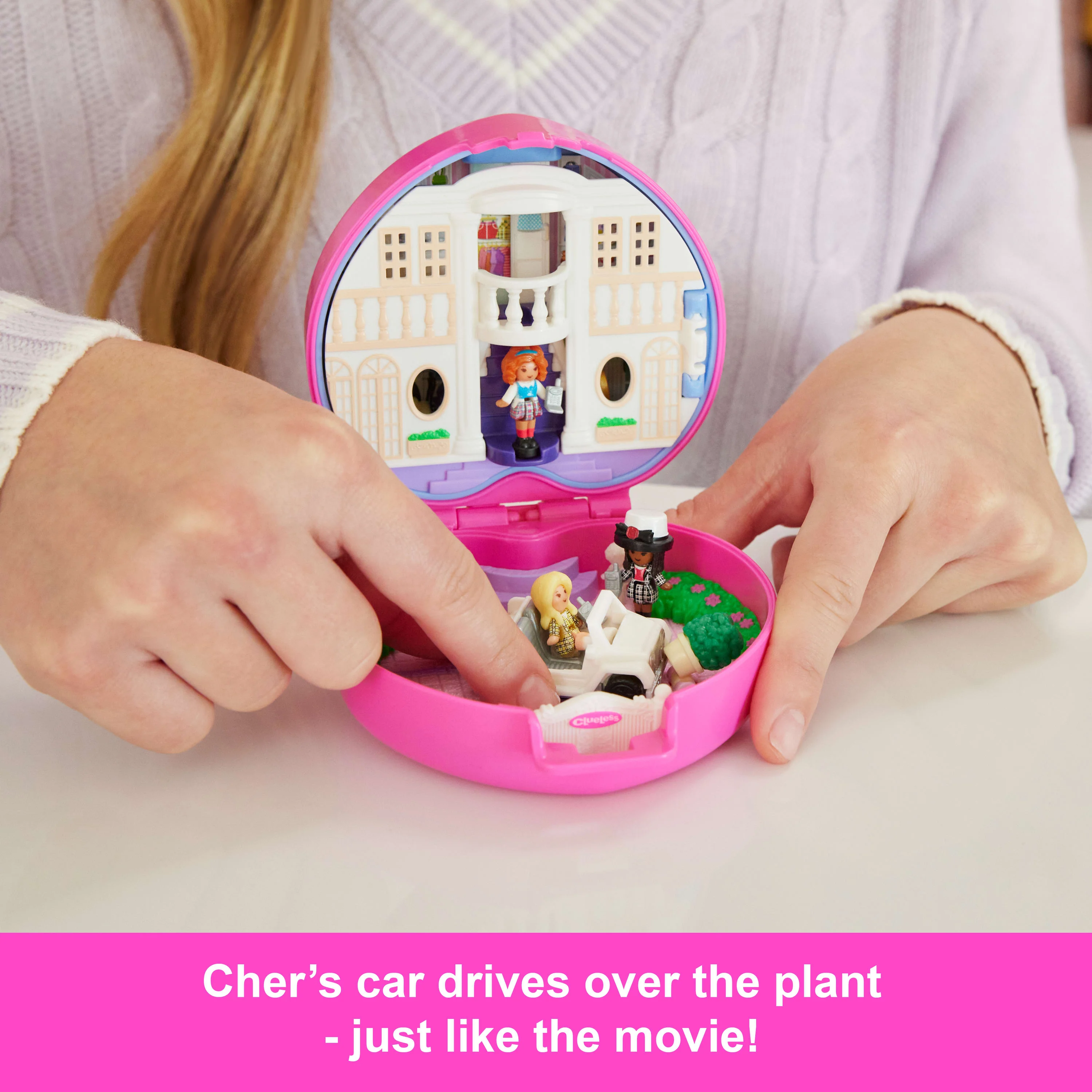 Polly Pocket Micro Dolls And Playset, Collector Clueless Compact With Toy Car, Hat And Phone Accessories - Image 3
